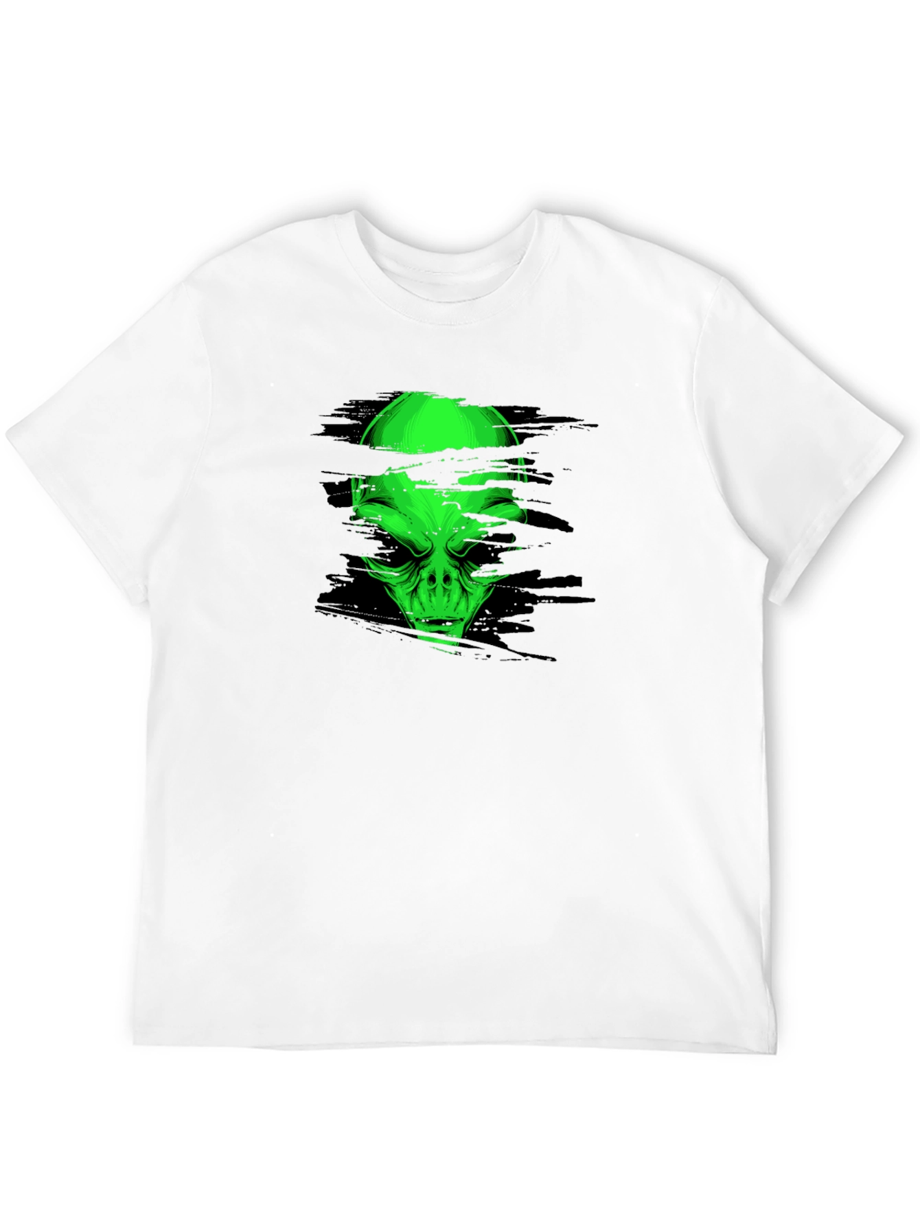 Alien Head Graphic Tee - Black Cotton T-Shirt