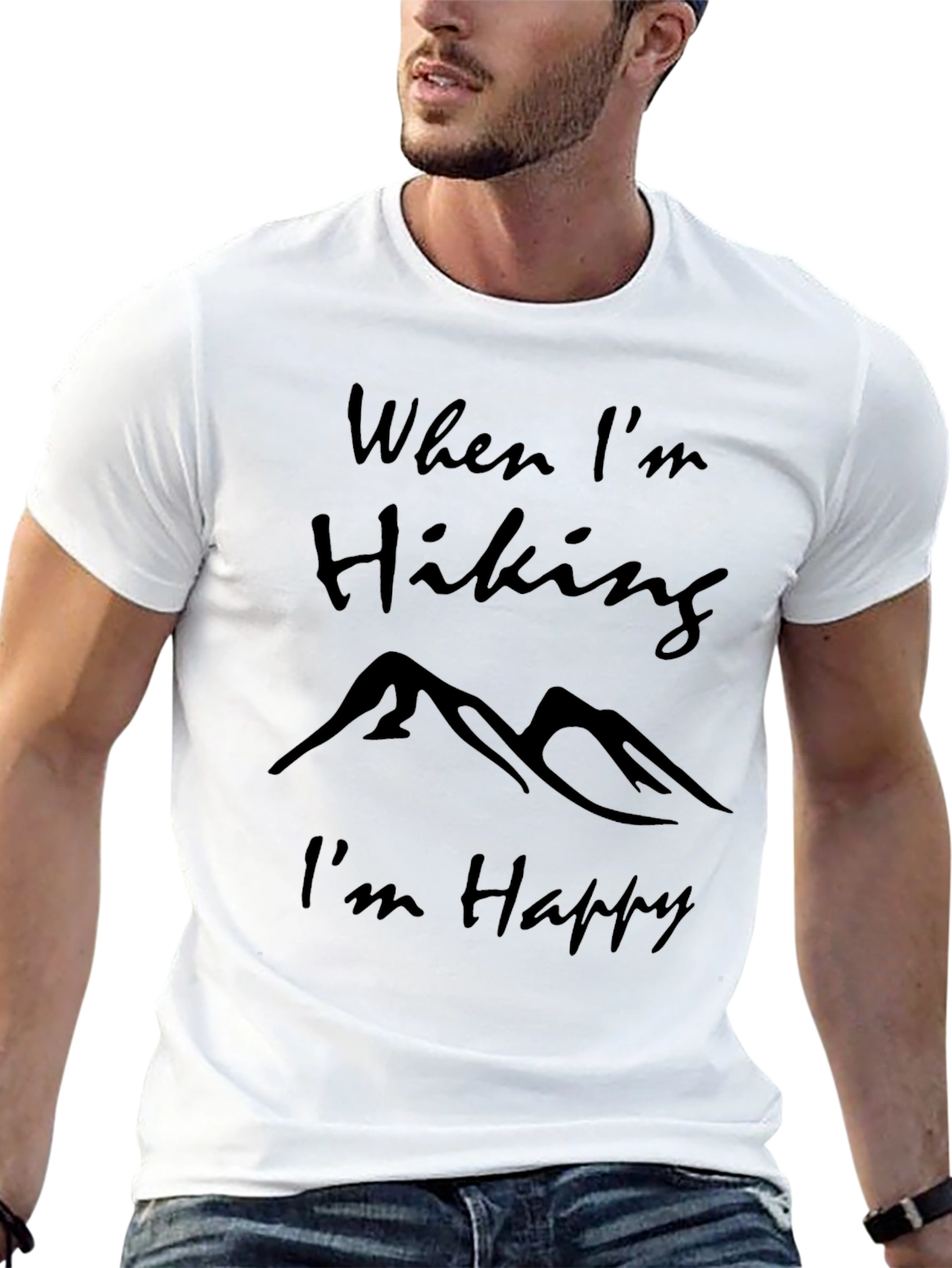 Hiking Lover Black T-Shirt: When Im Hiking Im Happy!