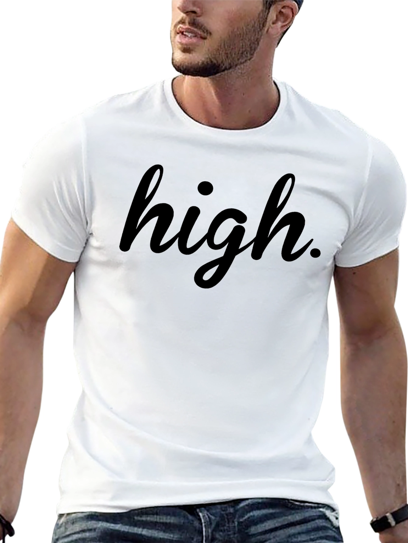 High. Black Graphic T-Shirt - Casual Style