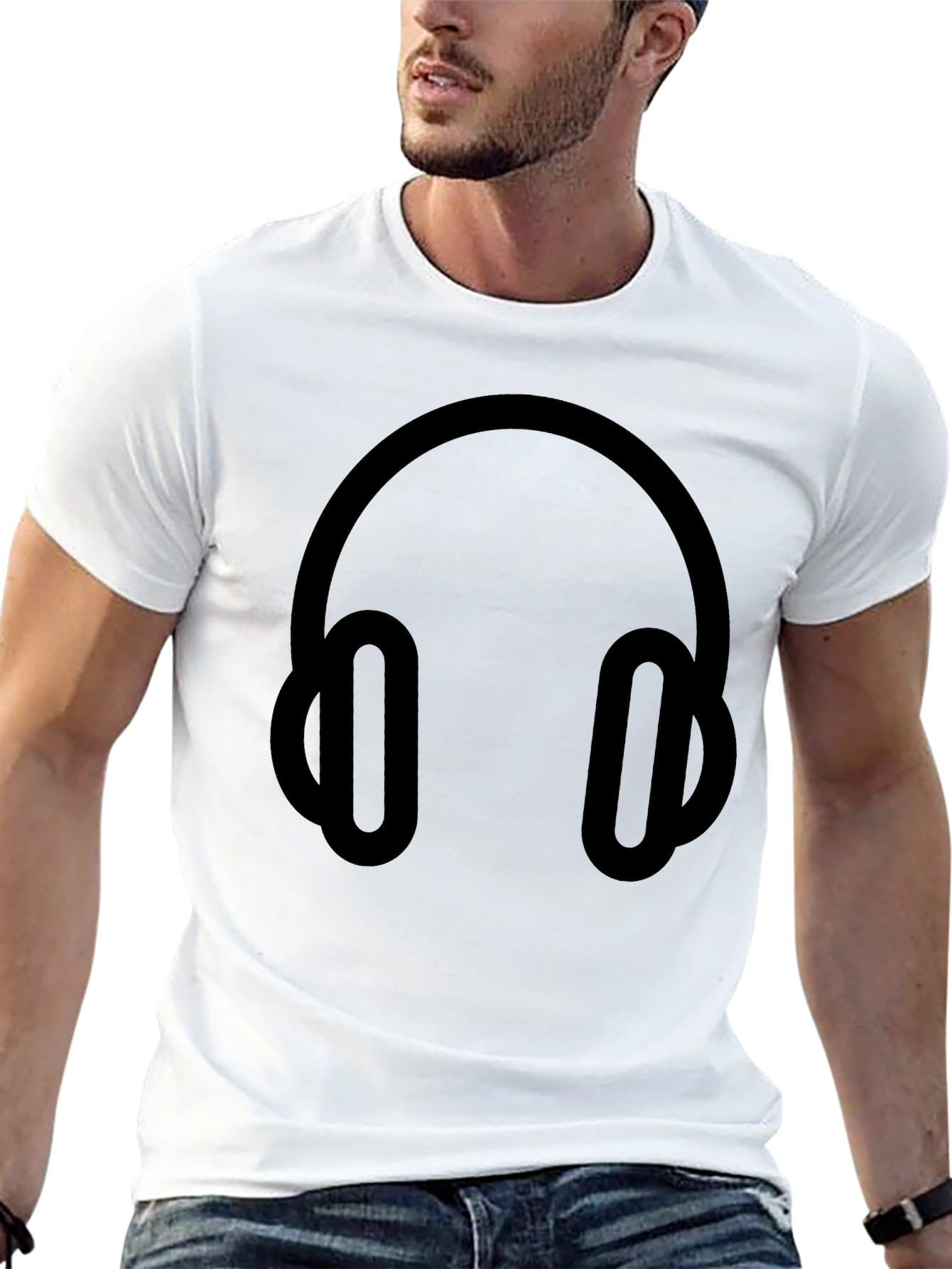 Headphone Graphic T-Shirt - Black