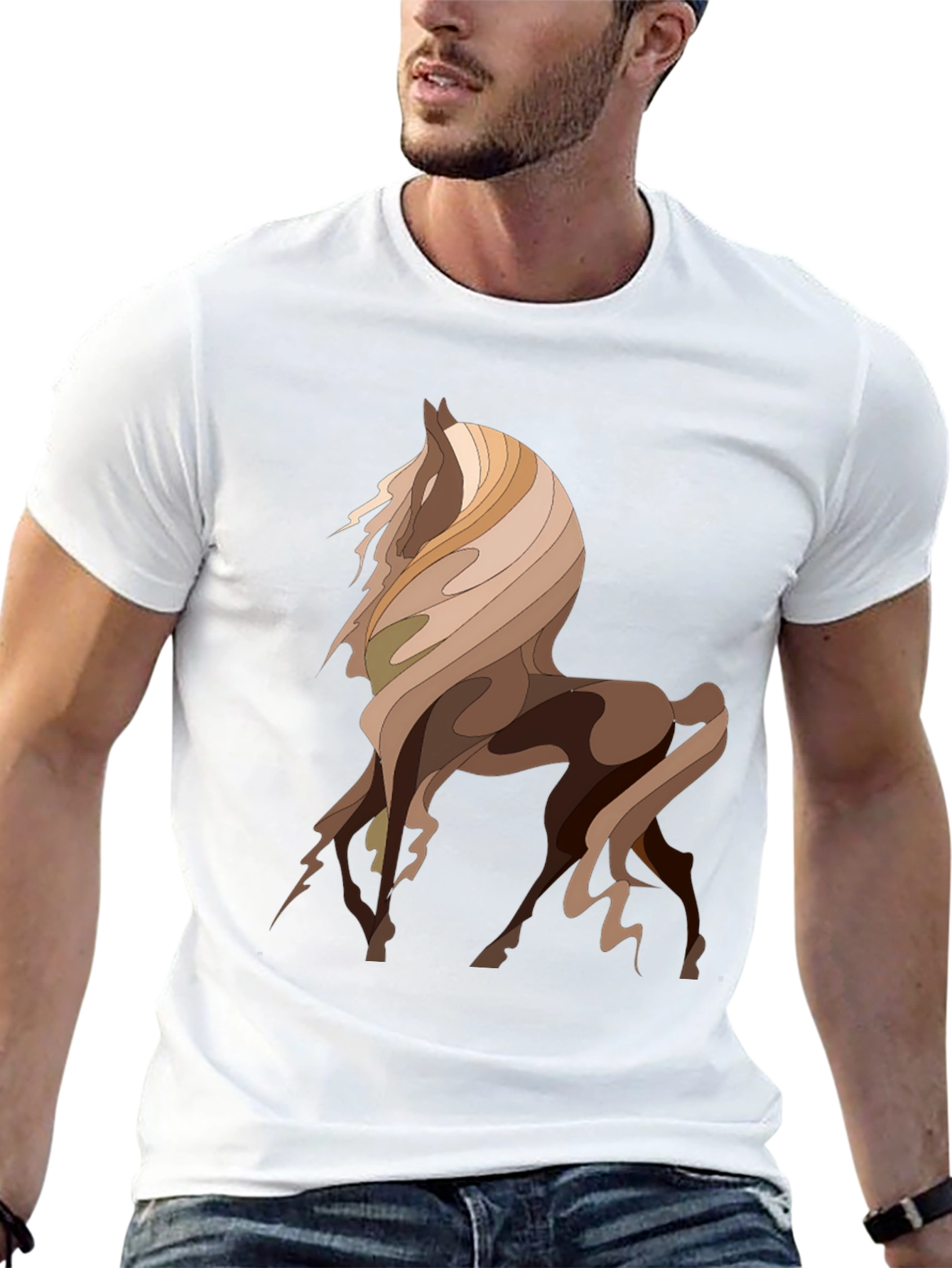 Abstract Horse Graphic Tee - Stylish Mens T-Shirt