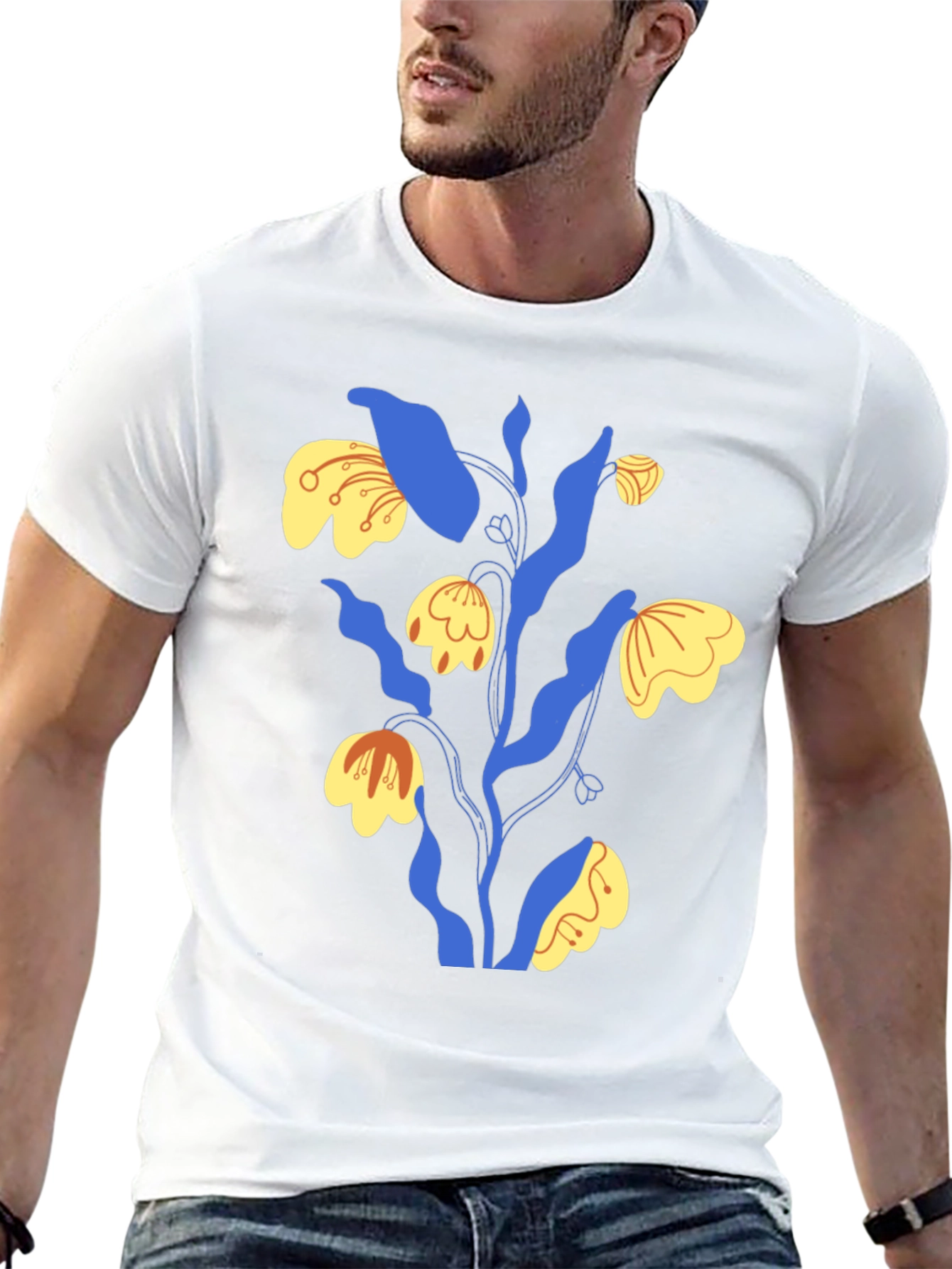 Abstract Floral Graphic Tee - Mens Black T-Shirt