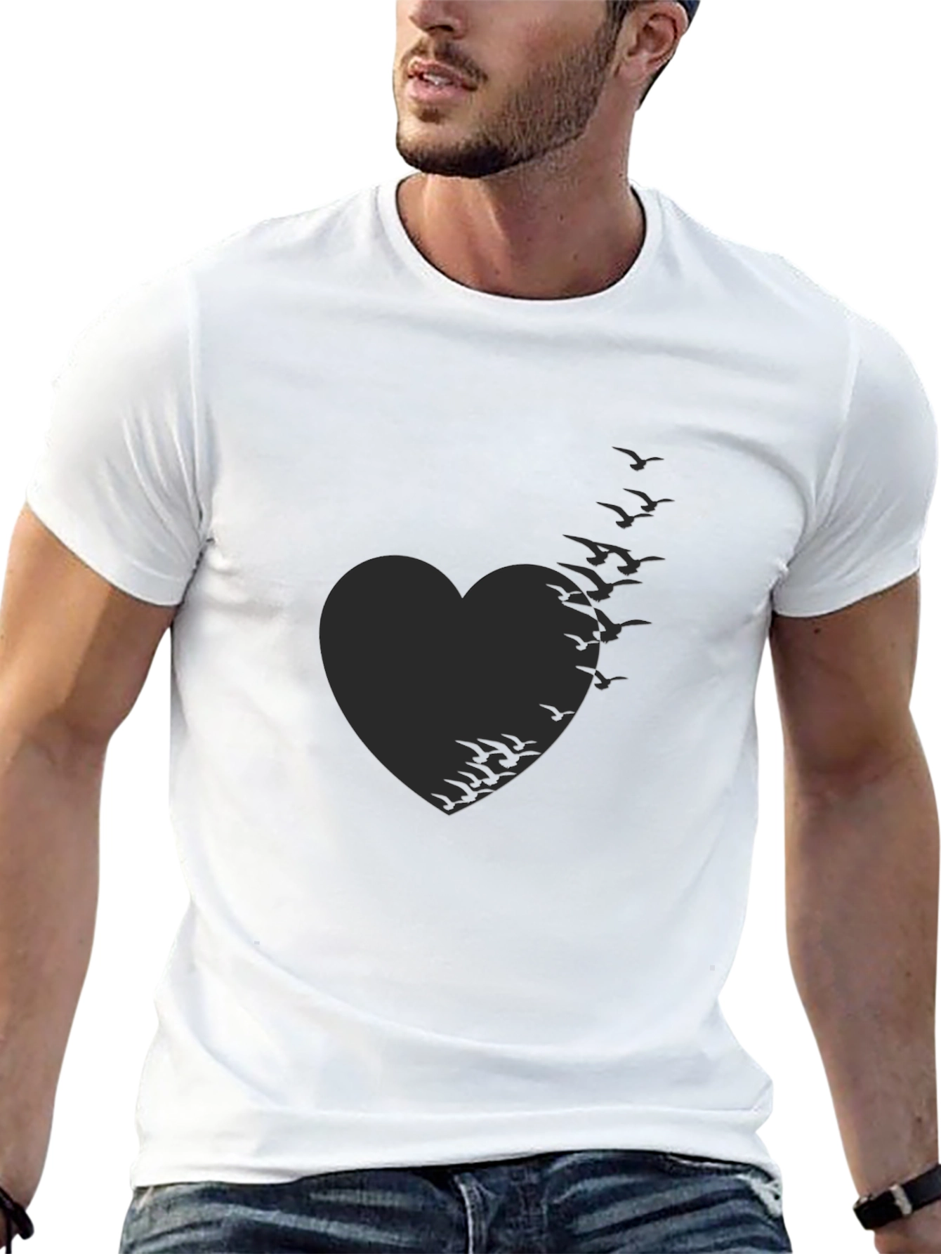 Heart of Birds Black T-Shirt - Unique Graphic Tee