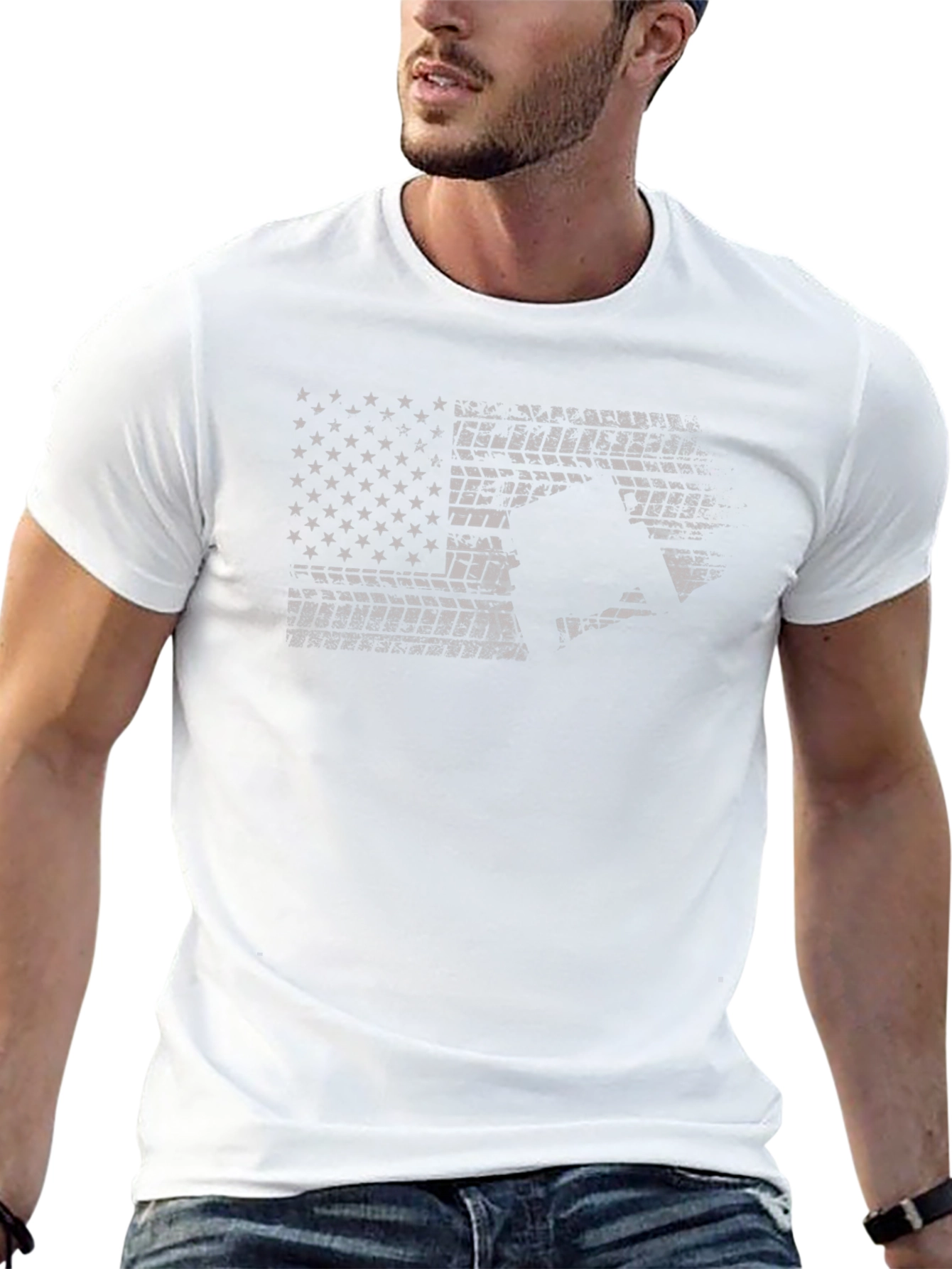 American Flag Motorcycle T-Shirt - Black