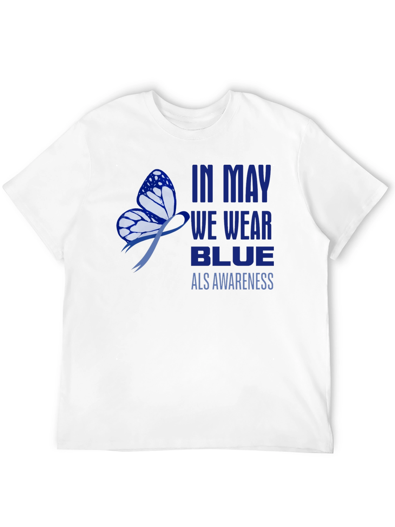 ALS Awareness Blue Butterfly Ribbon T-Shirt