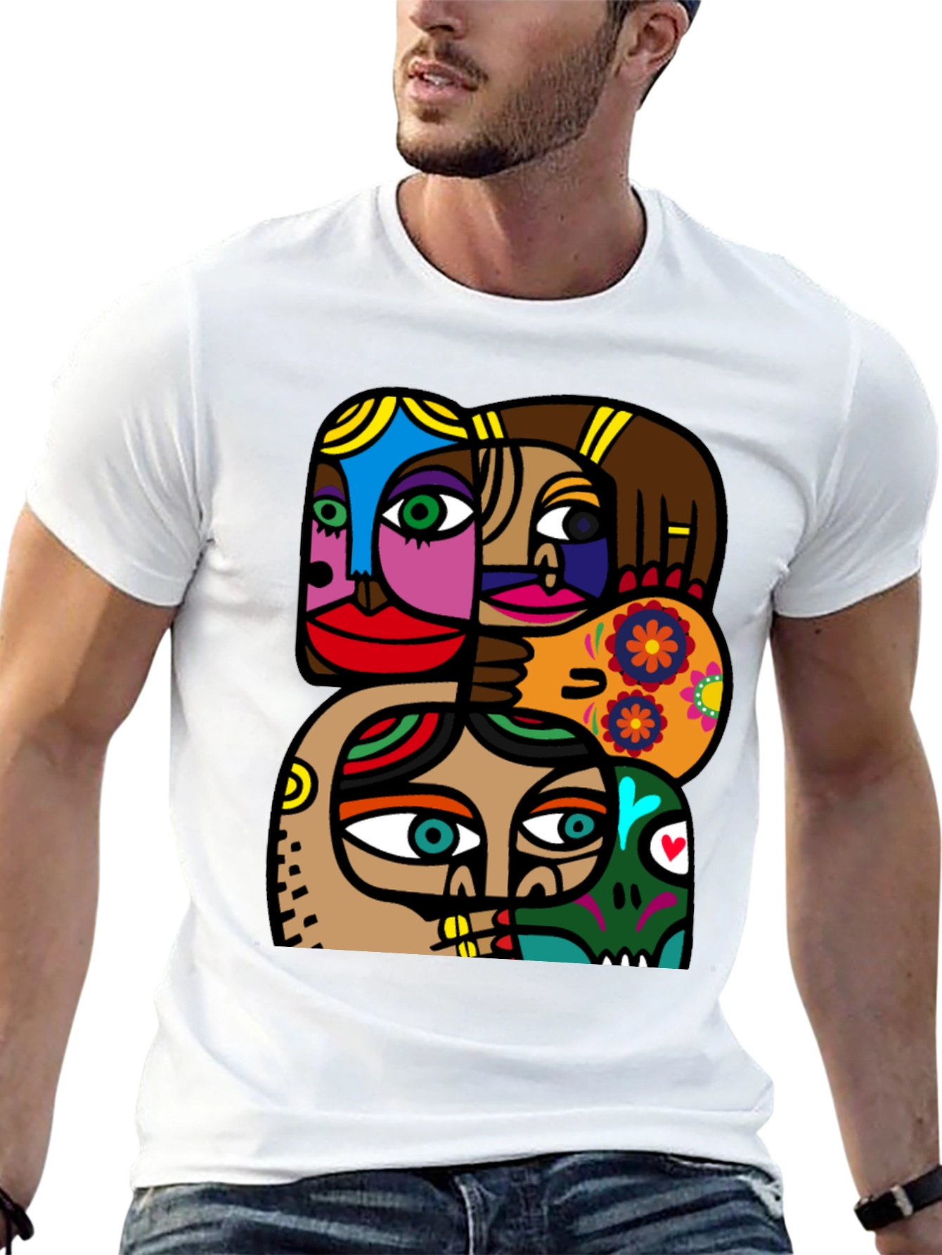 Abstract Faces Graphic T-Shirt - Modern Art Tee