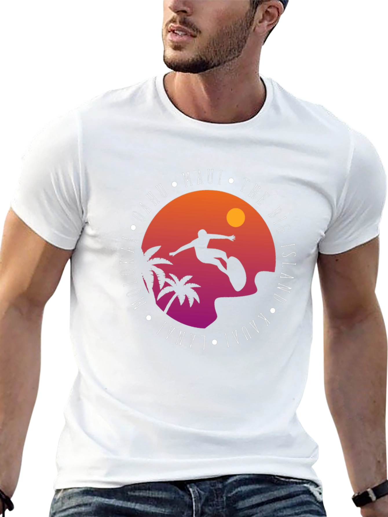 Hawaii Islands Surf Graphic T-Shirt