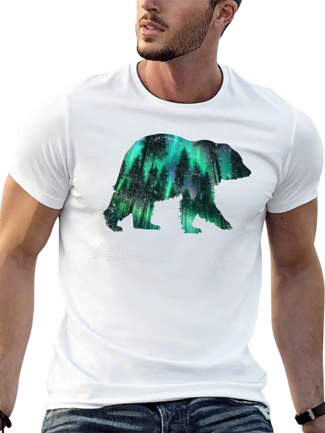 Alaska Bear Silhouette Graphic Tee - Black