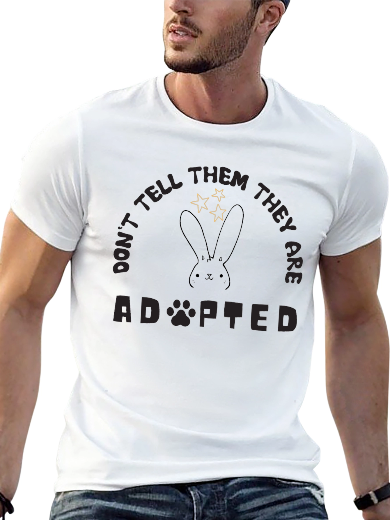 Adopted Rabbit Graphic T-Shirt - Unisex Soft Cotton Tee