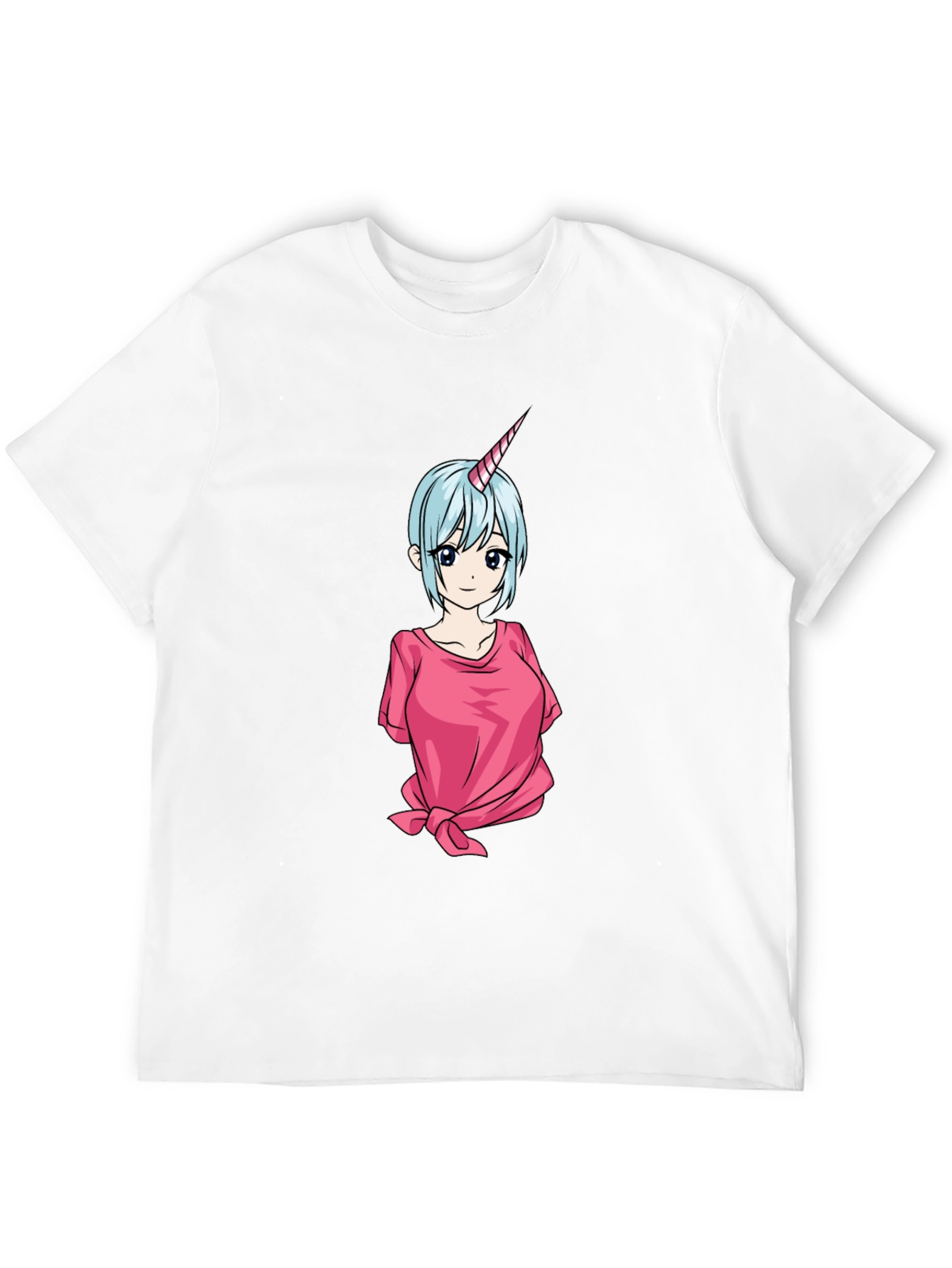 Anime Unicorn Girl Black T-Shirt