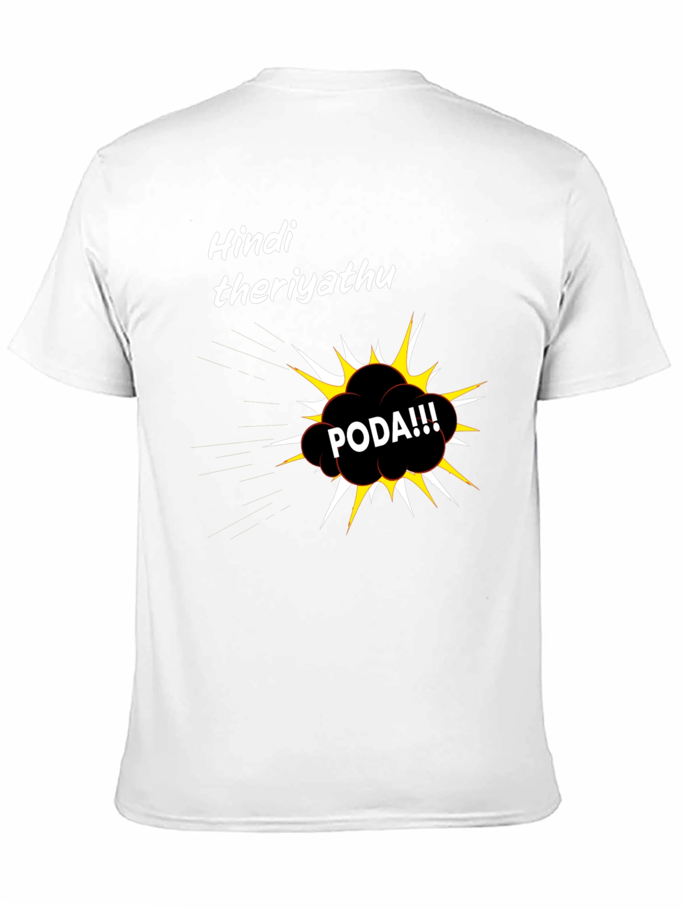 Hindi Theriyathu PODA Black Graphic T-Shirt