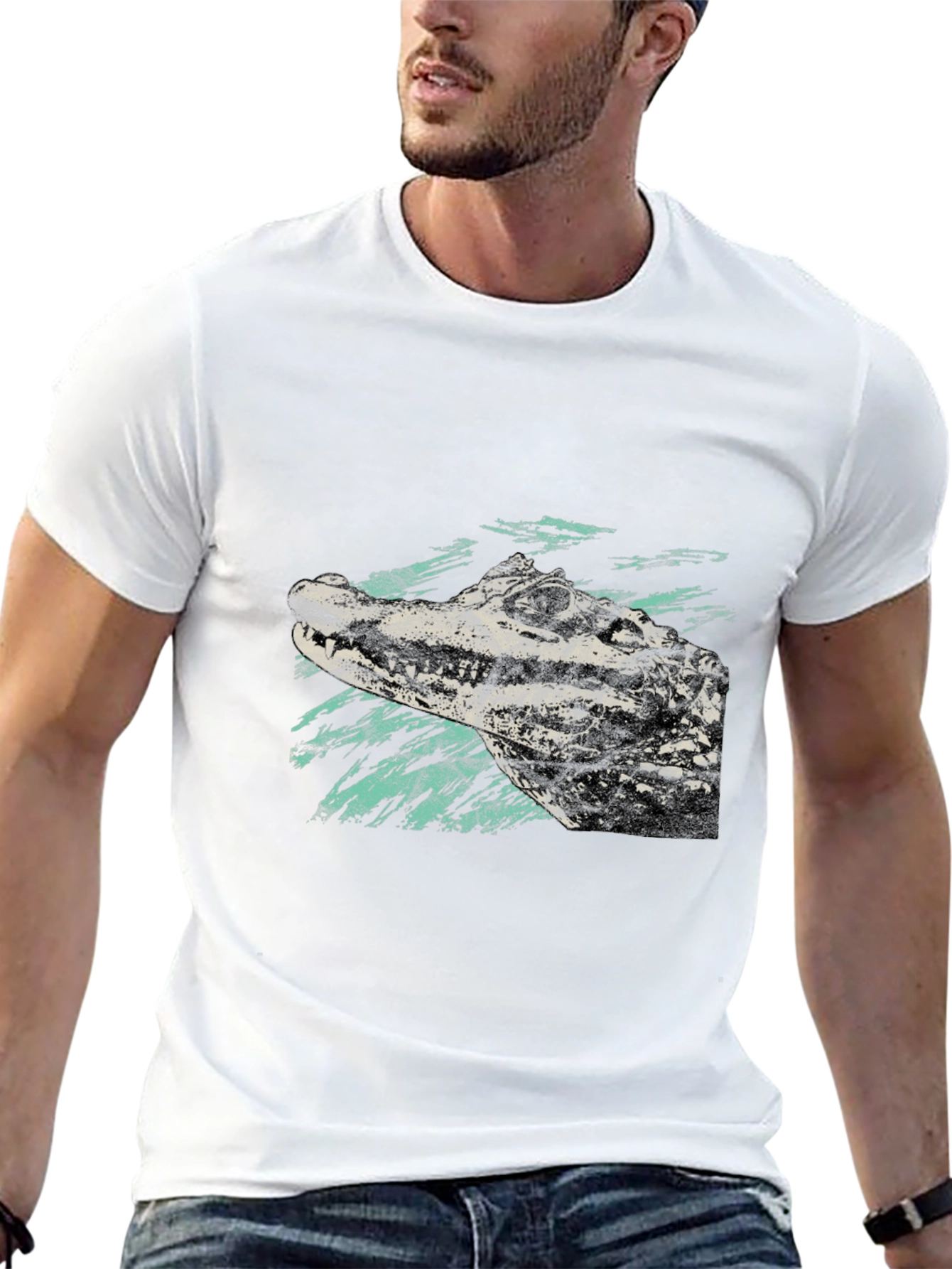 Alligator Graphic Print Black T-Shirt