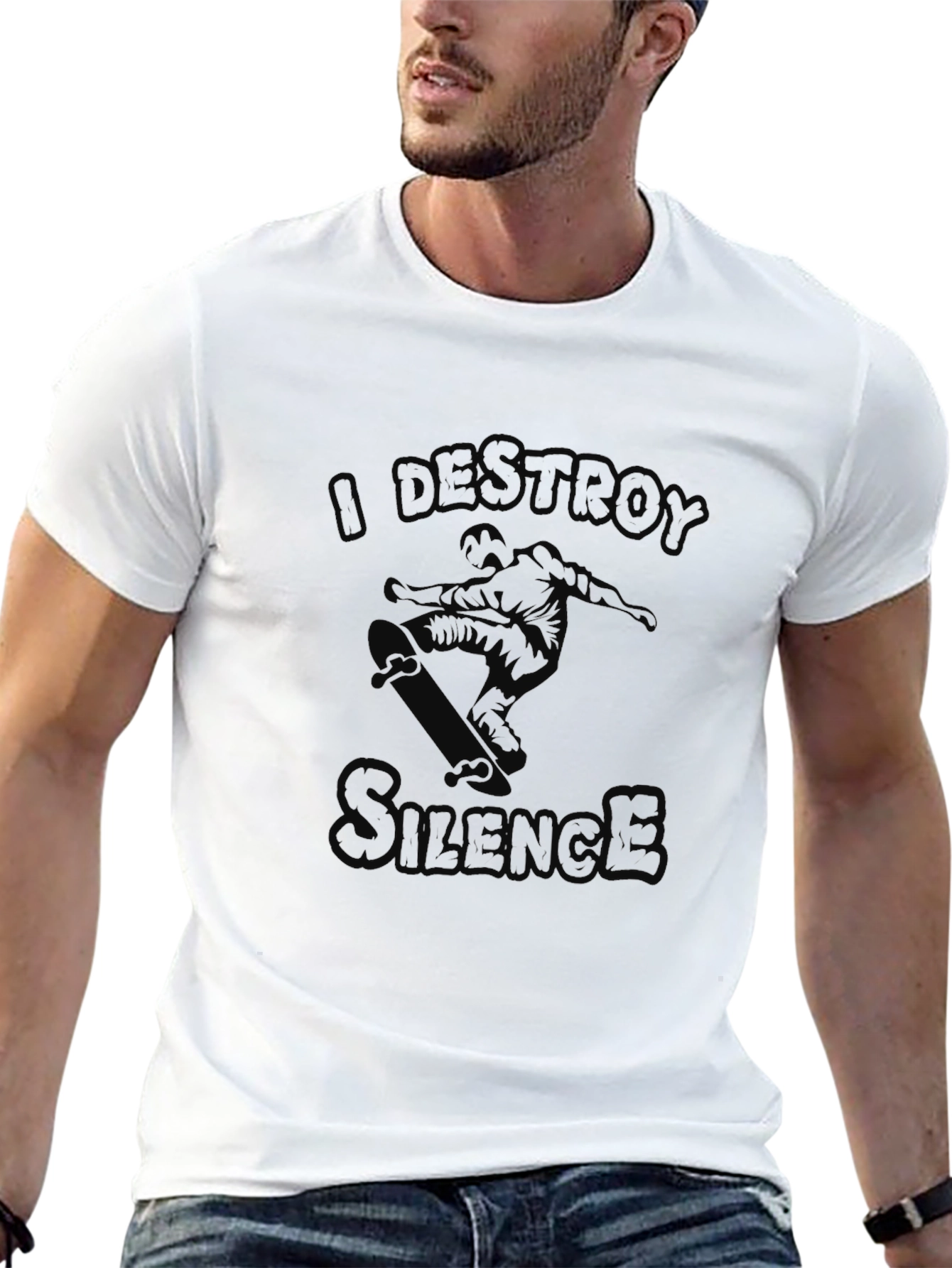 I DESTROY SILENCE Skateboarder Graphic Tee