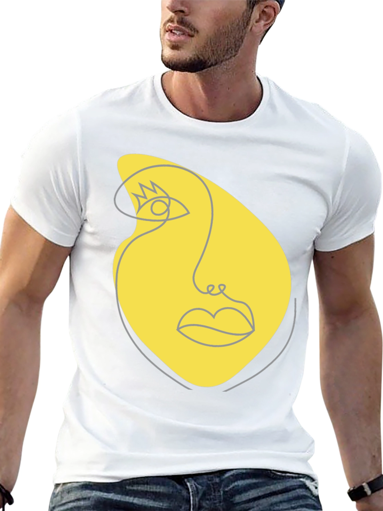 Abstract Face Graphic Tee - Modern Art T-Shirt