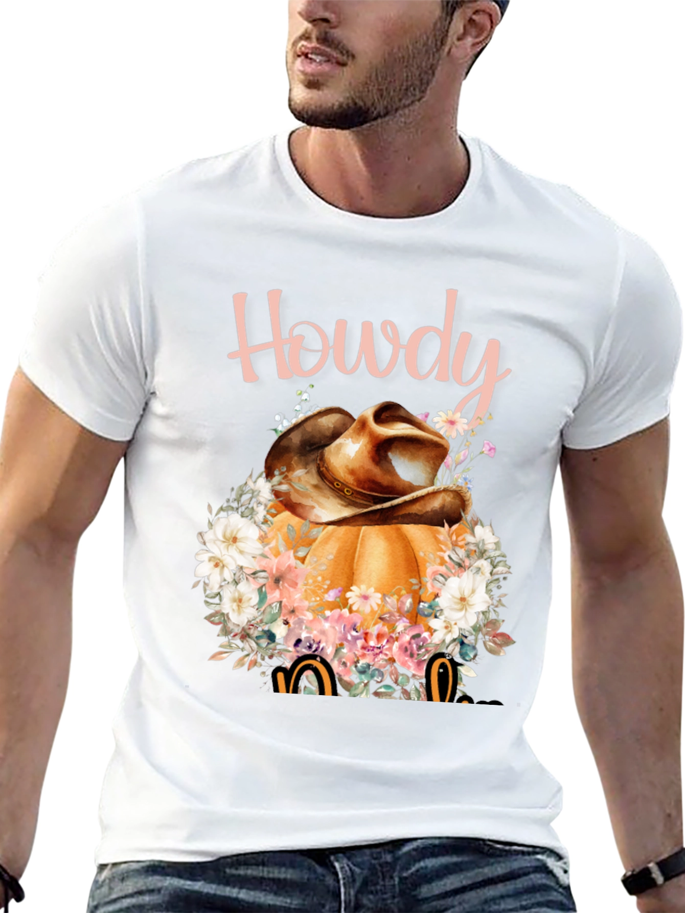 Howdy Pumpkin Cowboy Hat Graphic Tee