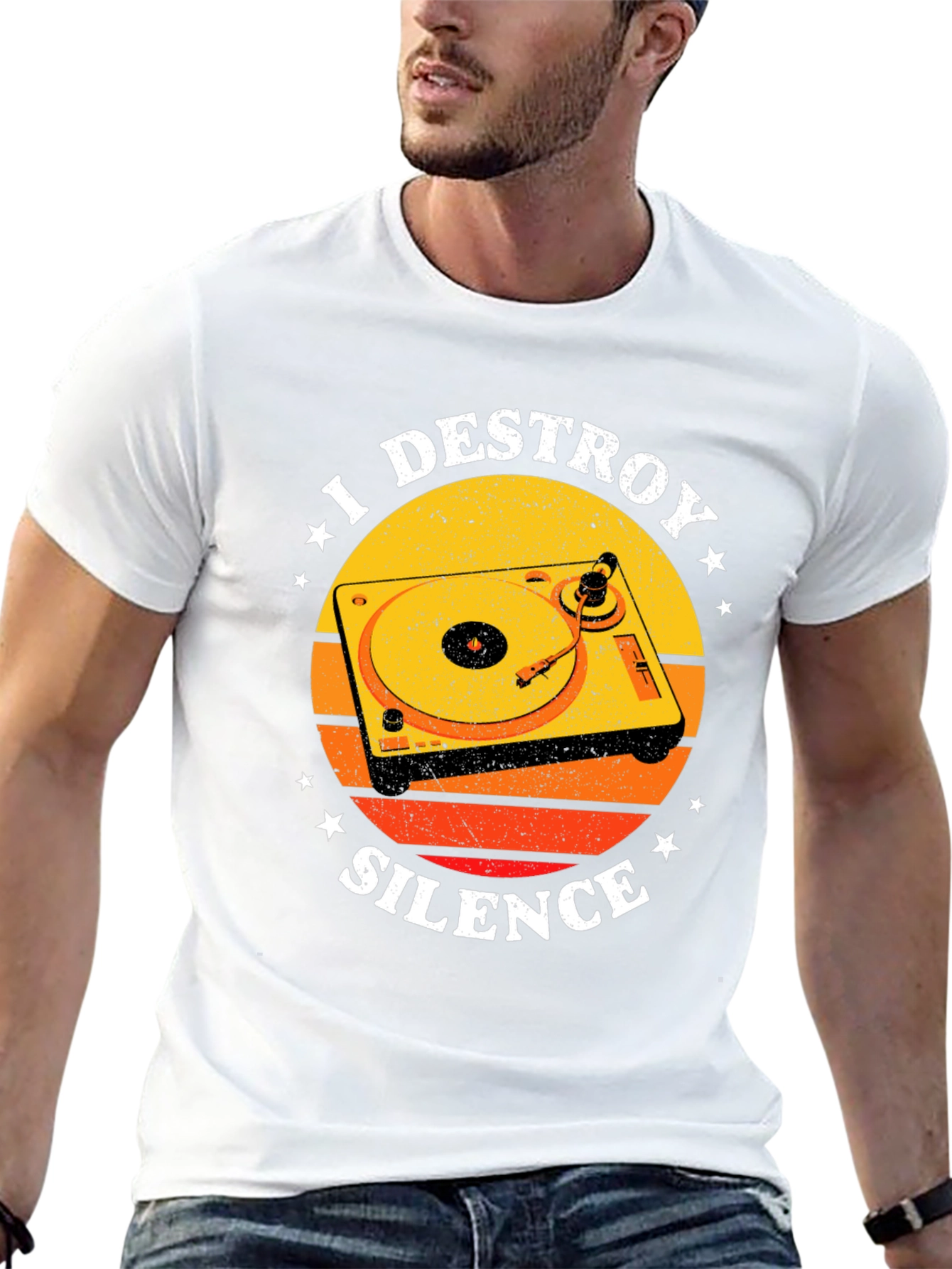 I Destroy Silence DJ Turntable Graphic T-Shirt