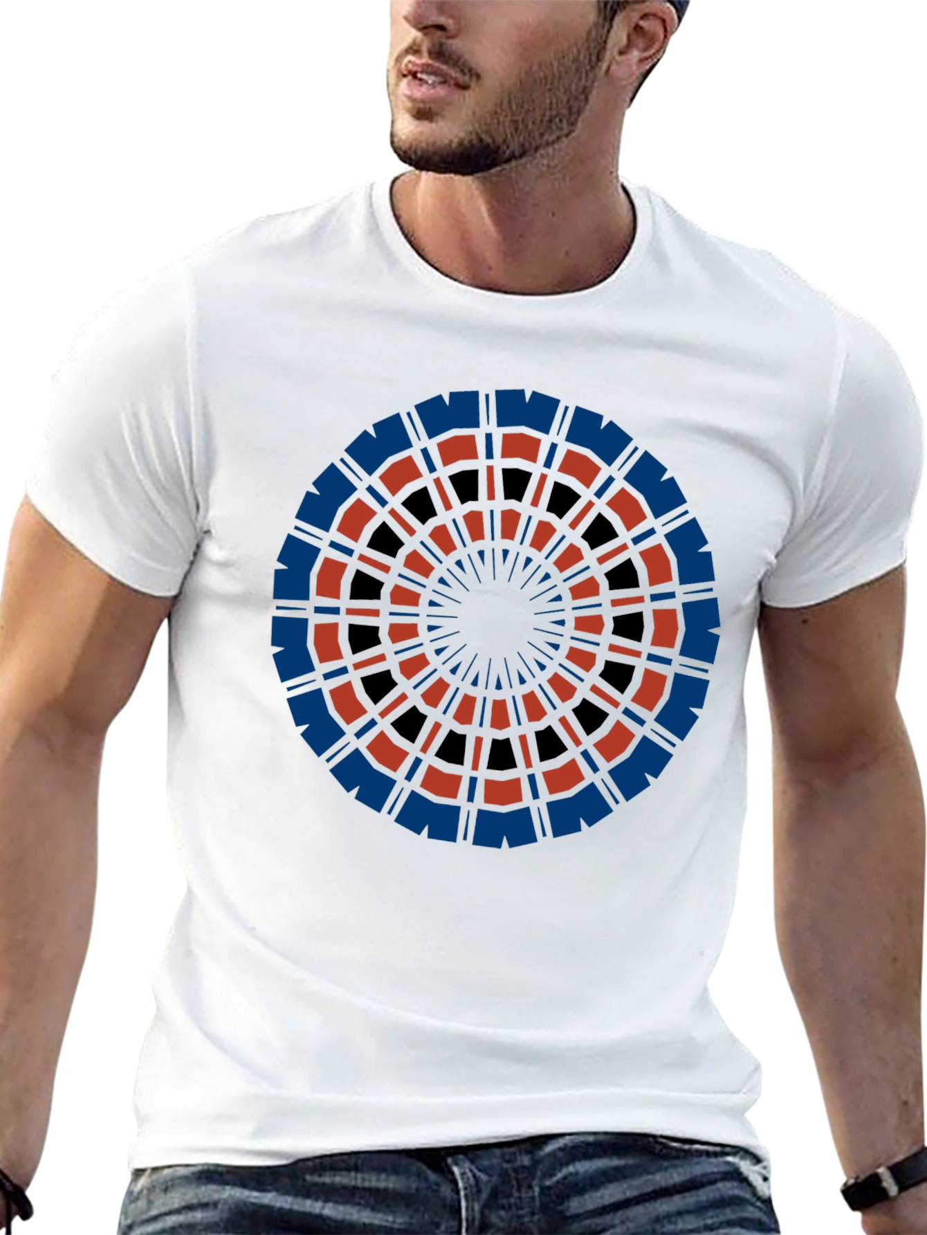 Abstract Geometric Circle Graphic Tee - Black