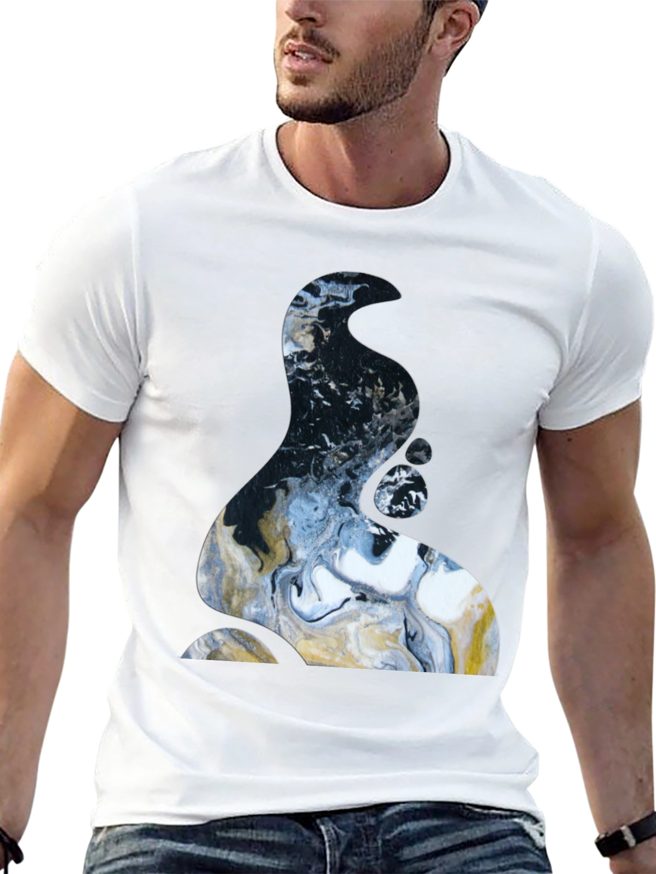 Abstract Art Tee: Modern Graphic Print Black T-Shirt