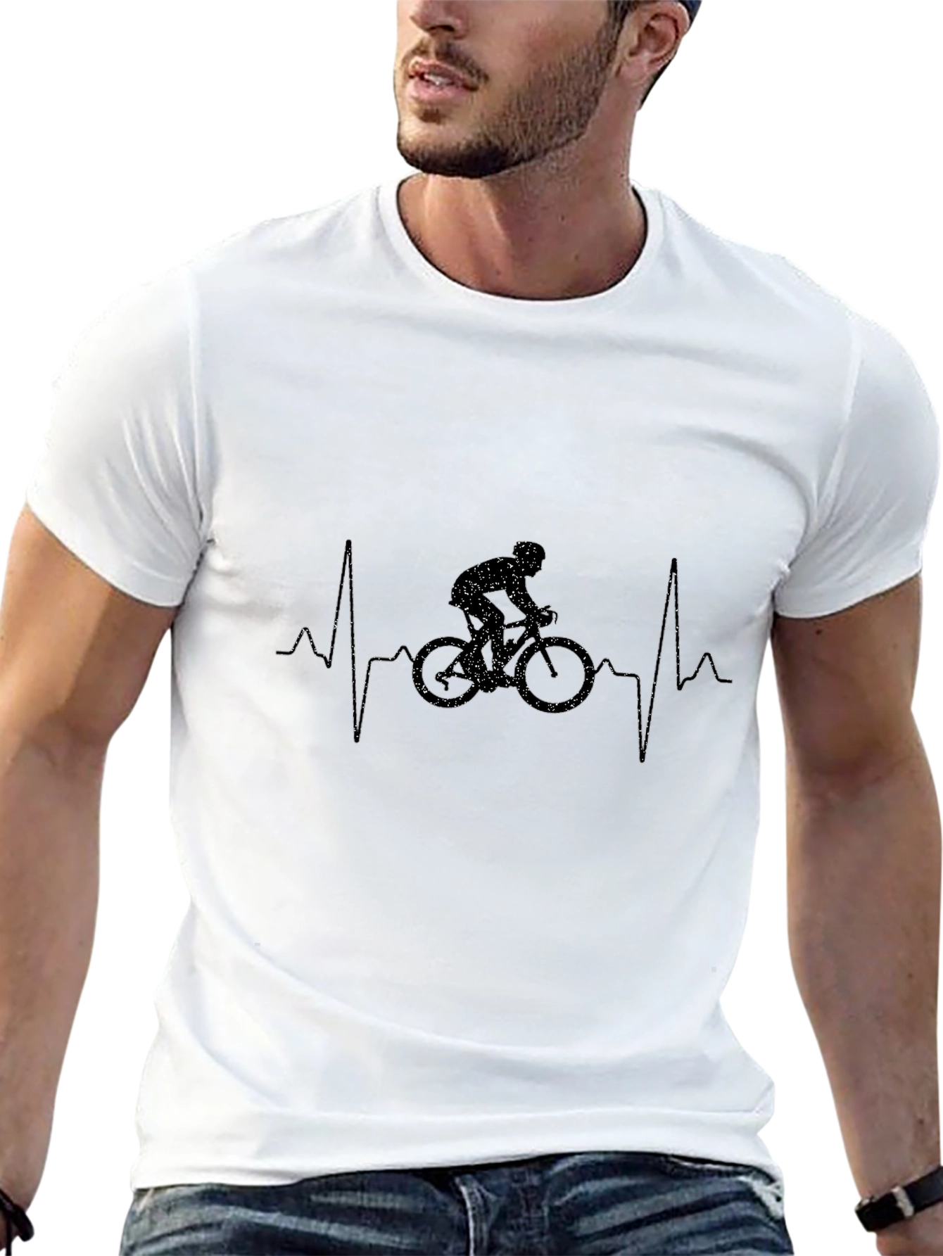 Heartbeat Bike Rider Black T-Shirt