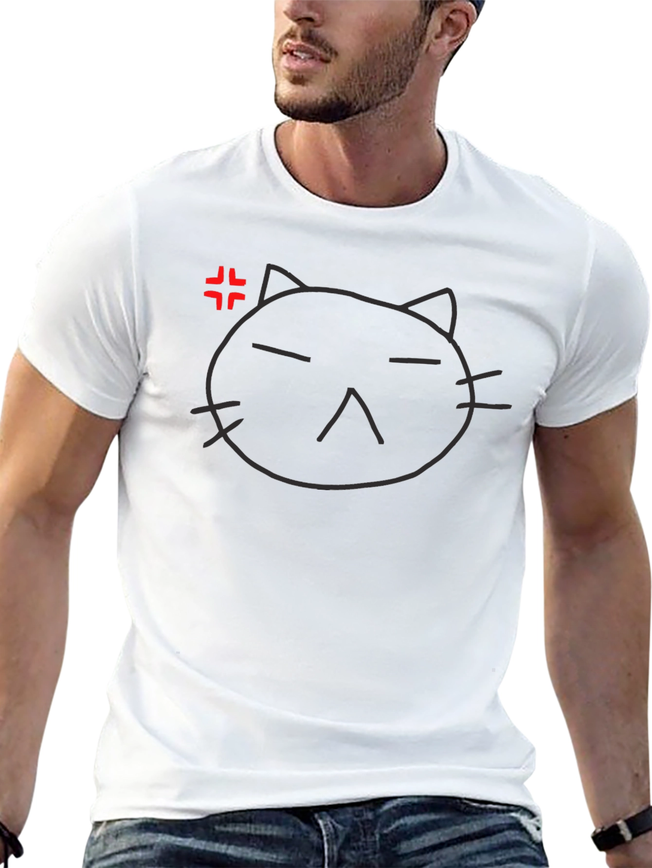 Angry Cat Graphic Tee - Unisex Black T-Shirt