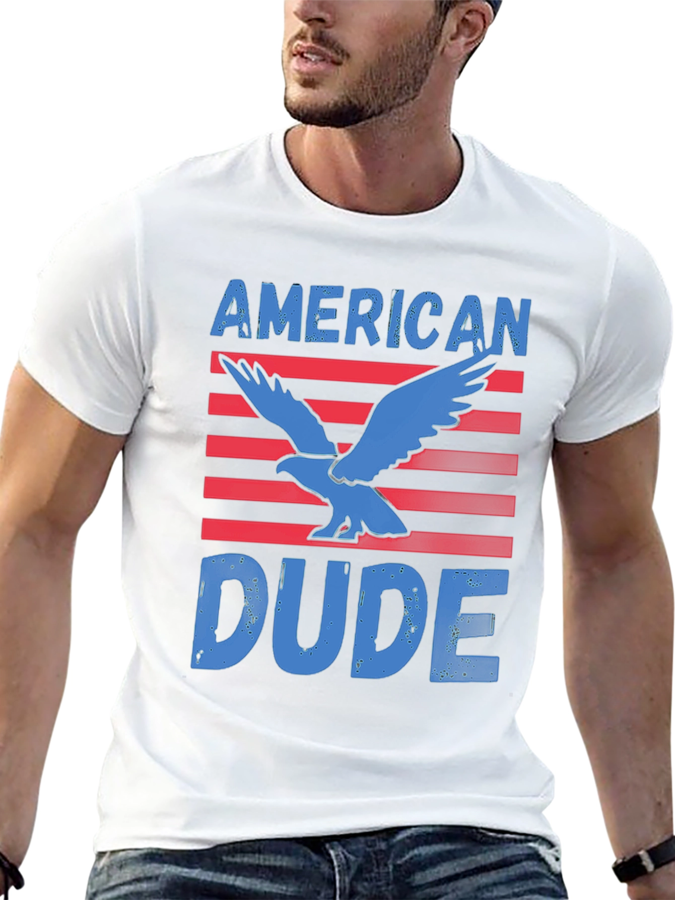 American Dude Eagle Graphic T-Shirt - Patriotic Style