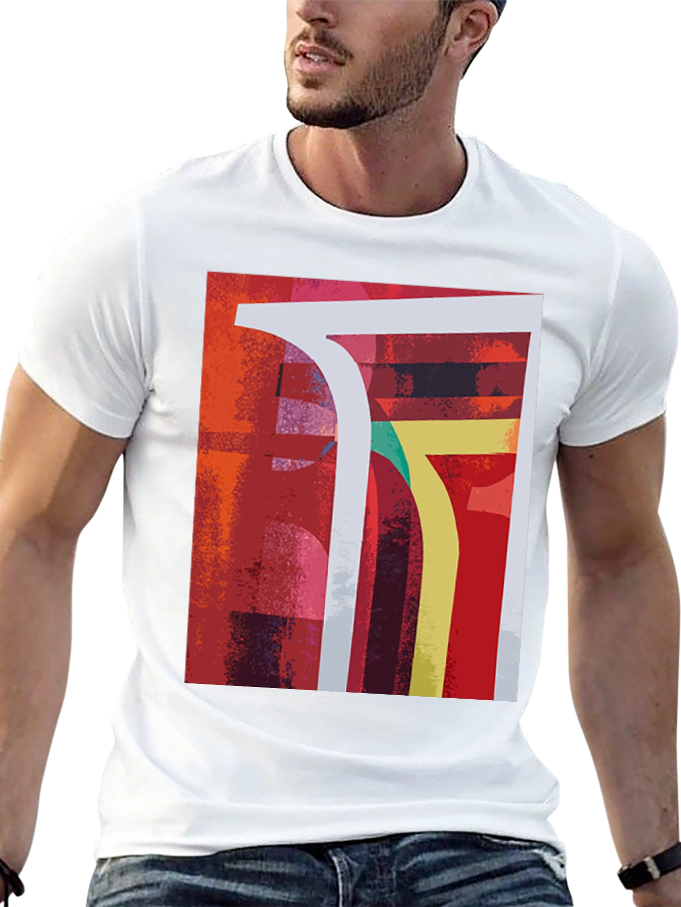 Abstract Geometric Graphic Print Black T-Shirt