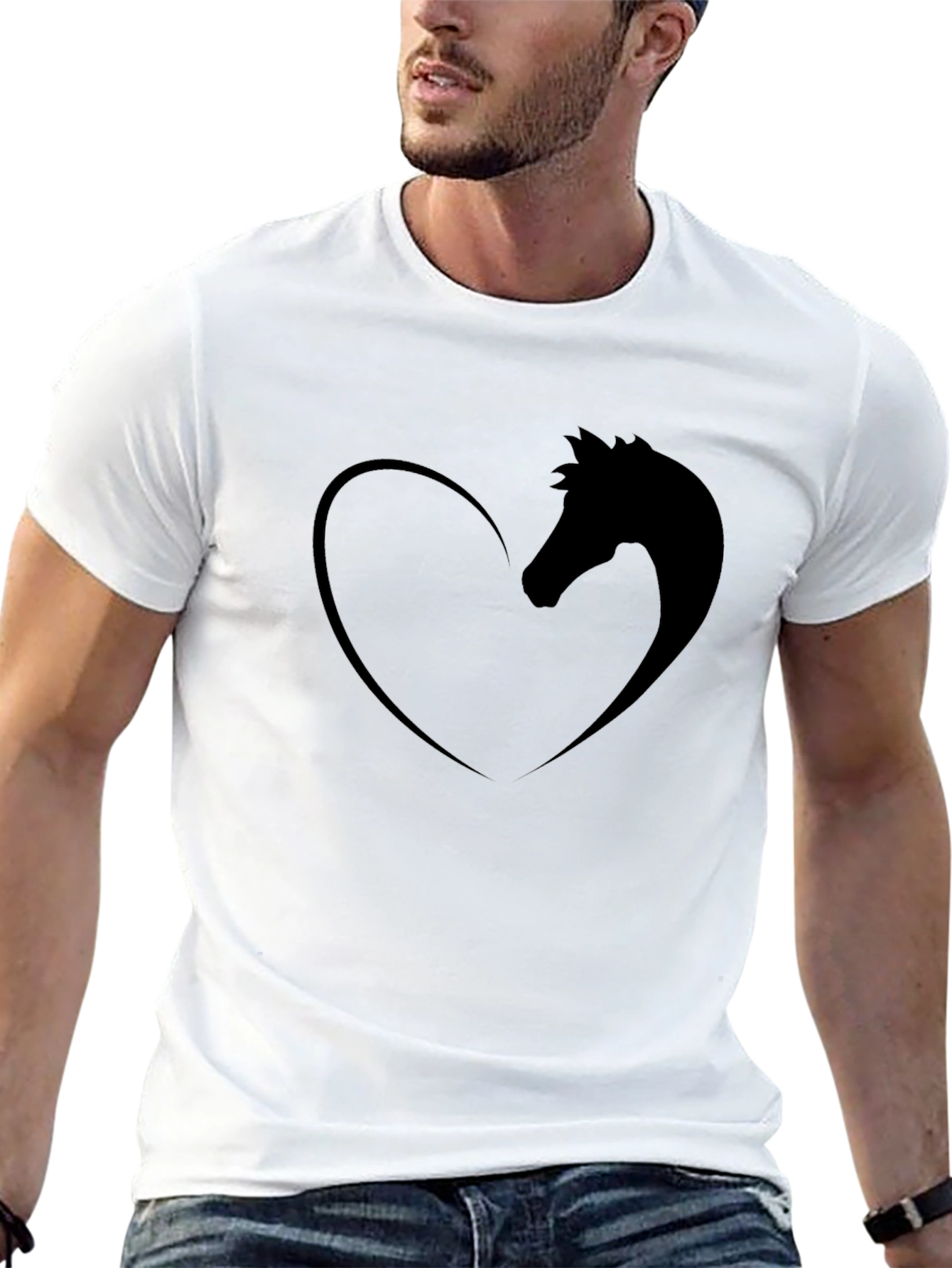 Horse Lovers Heart Tee - Black Graphic T-Shirt