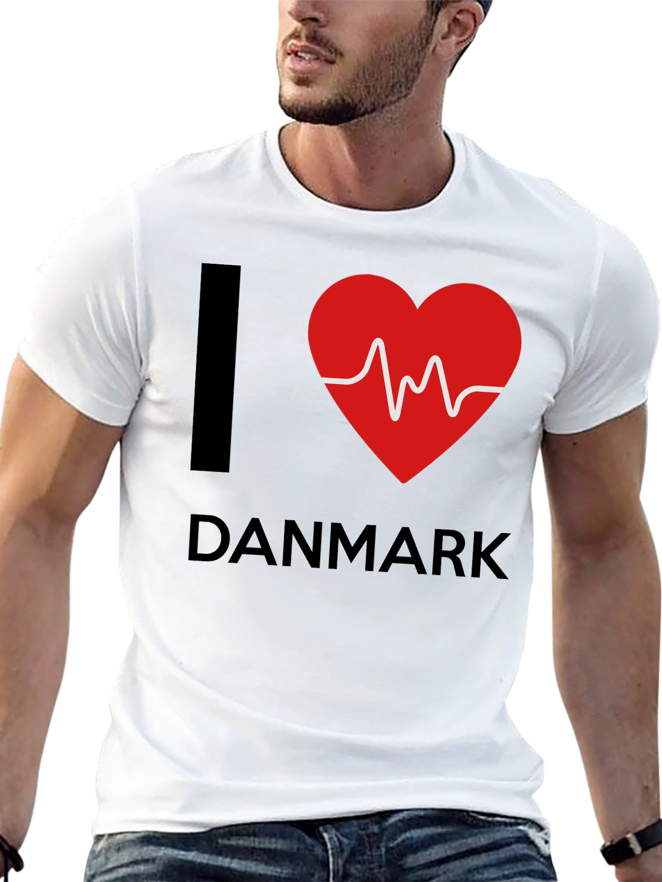 I Heart Denmark T-Shirt: Mens Black Graphic Tee
