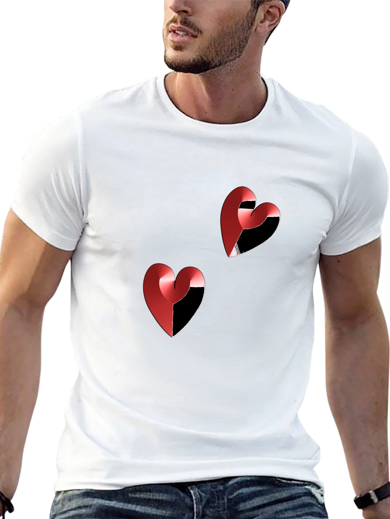 Heart Graphic Tee - Stylish Black Casual T-Shirt