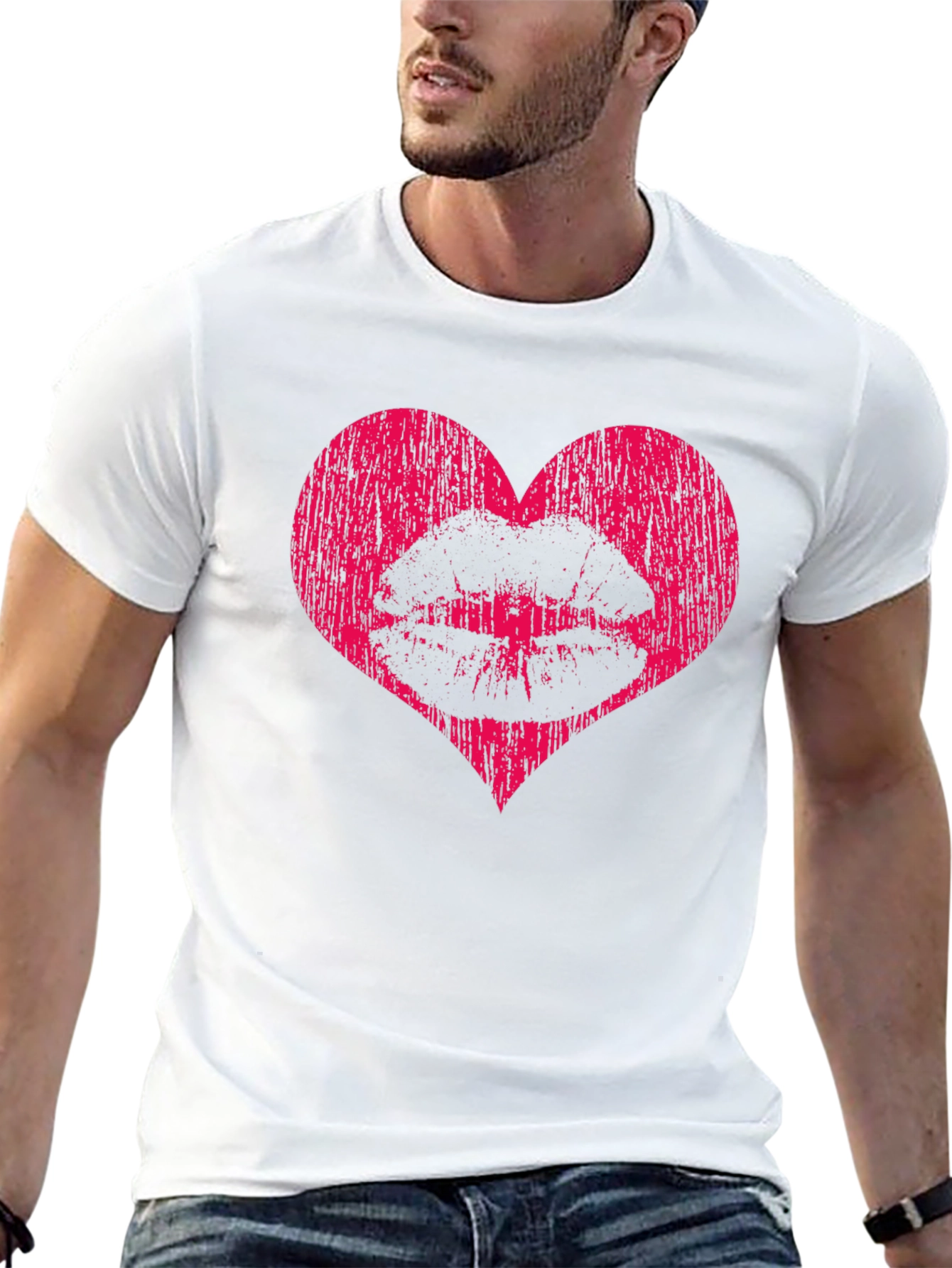 Heart Lips Graphic Tee - Stylish Black T-Shirt