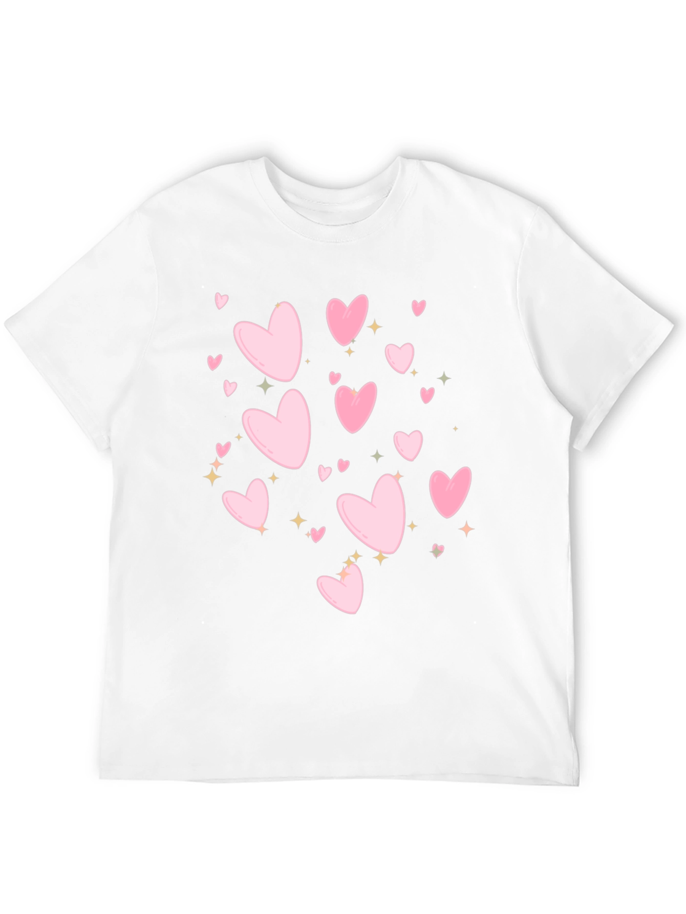 Heart Print Black Casual T-Shirt