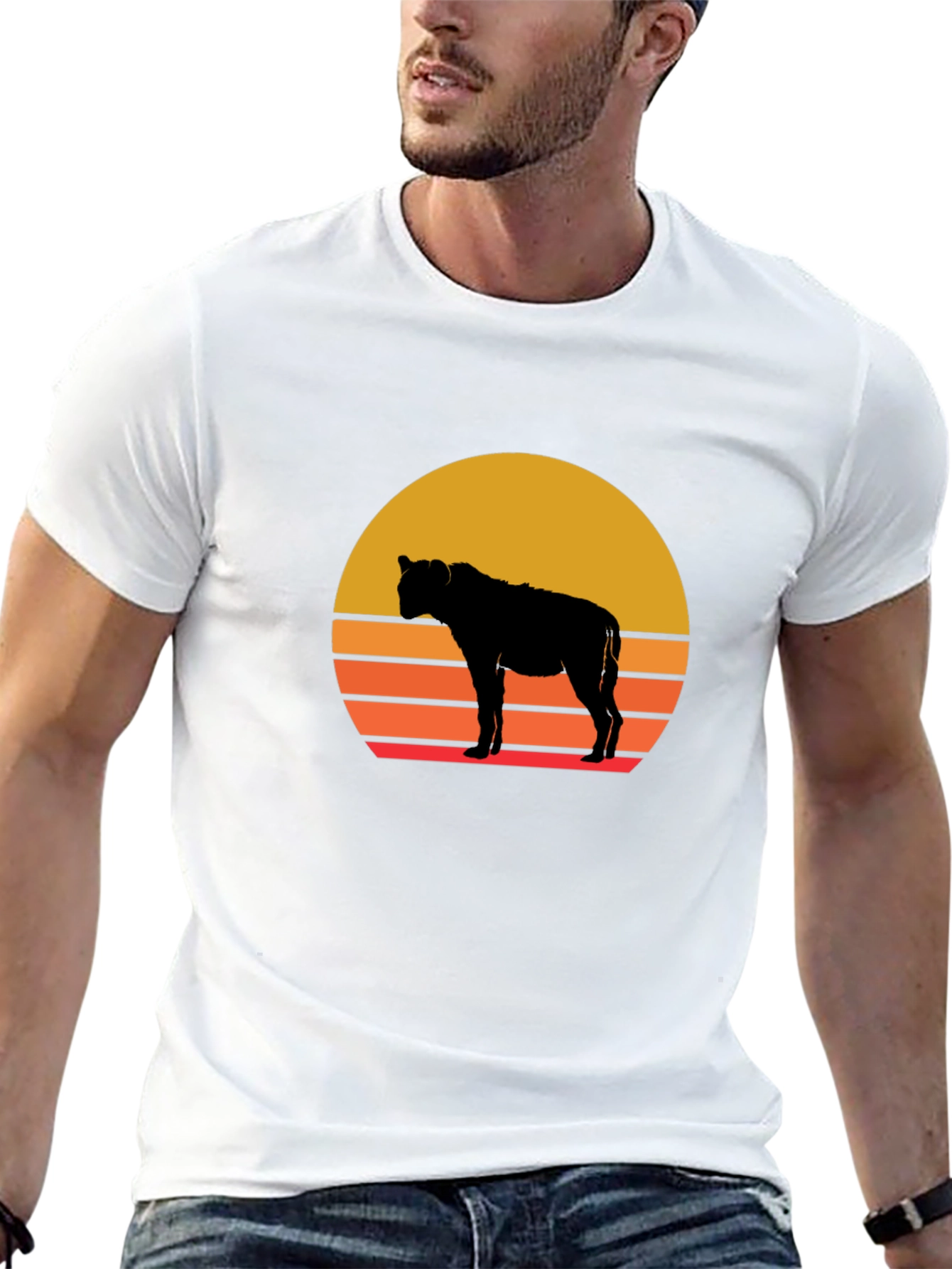 Hyena Sunset Graphic Tee - Stylish Animal Silhouette