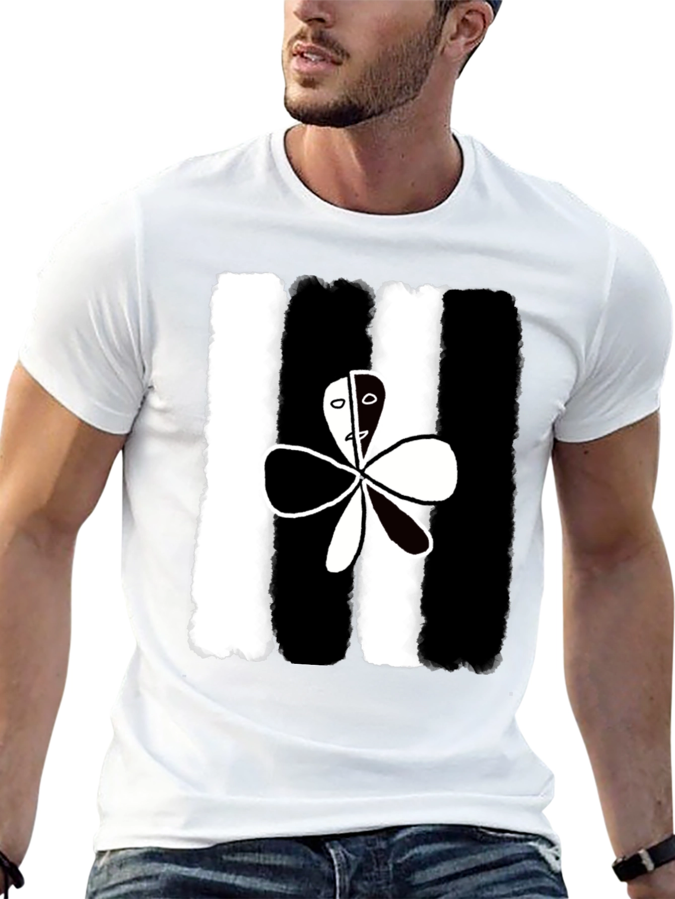 Abstract Yin Yang Flower Graphic Tee