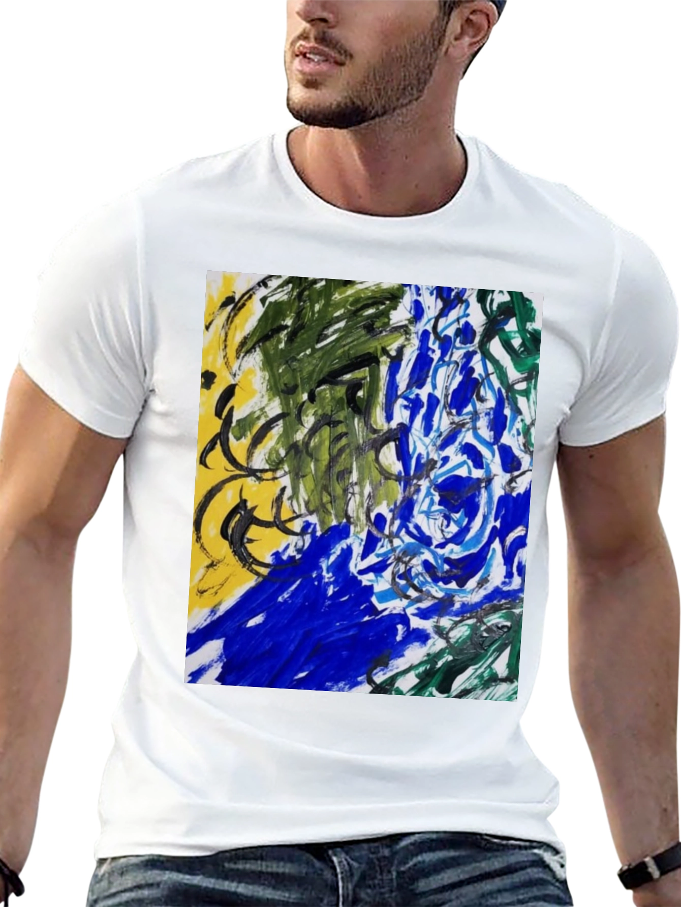 Abstract Art Graphic Tee - Modern Art Black T-Shirt