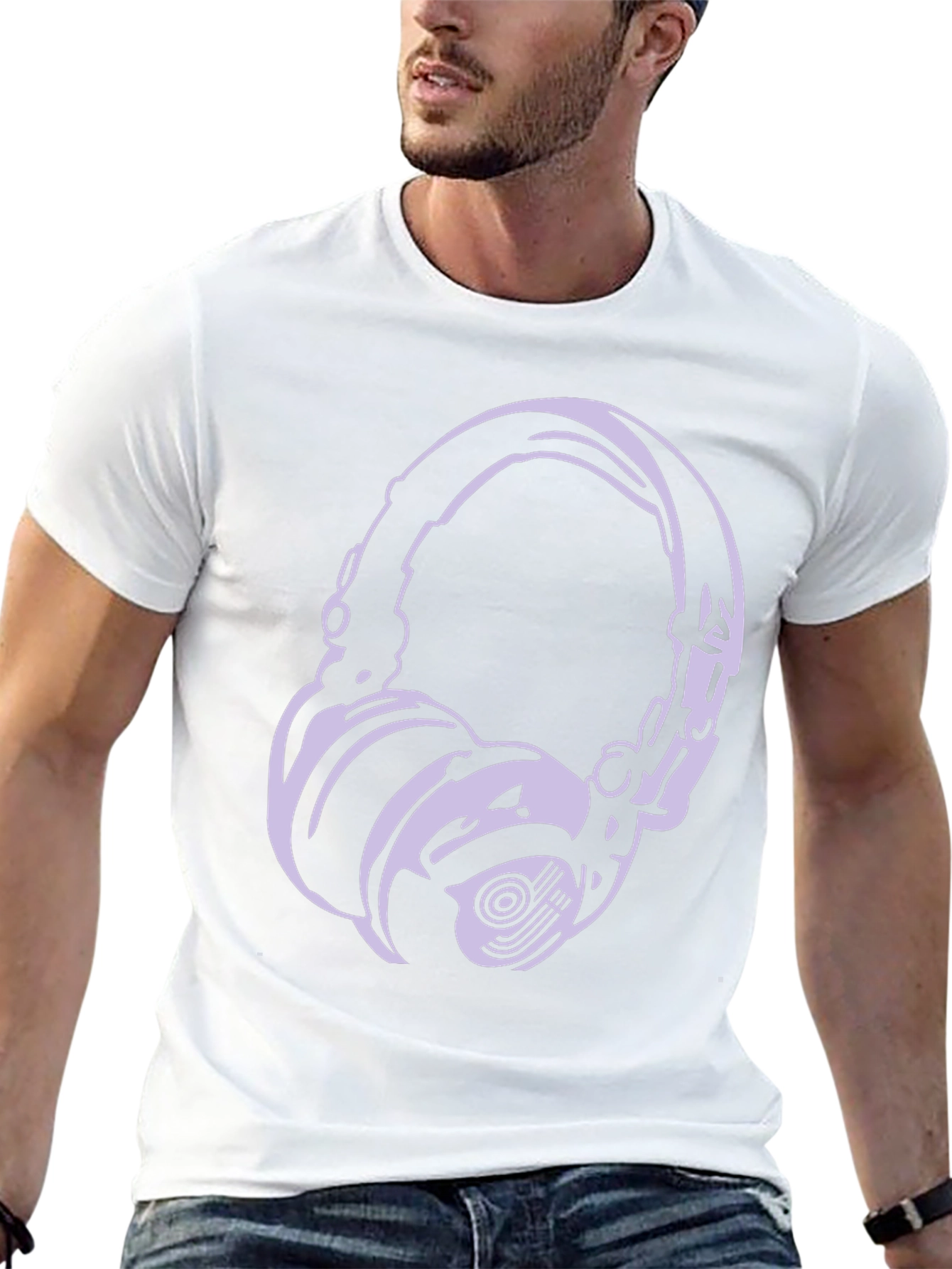 Headphone Graphic Tee - Black Casual T-Shirt