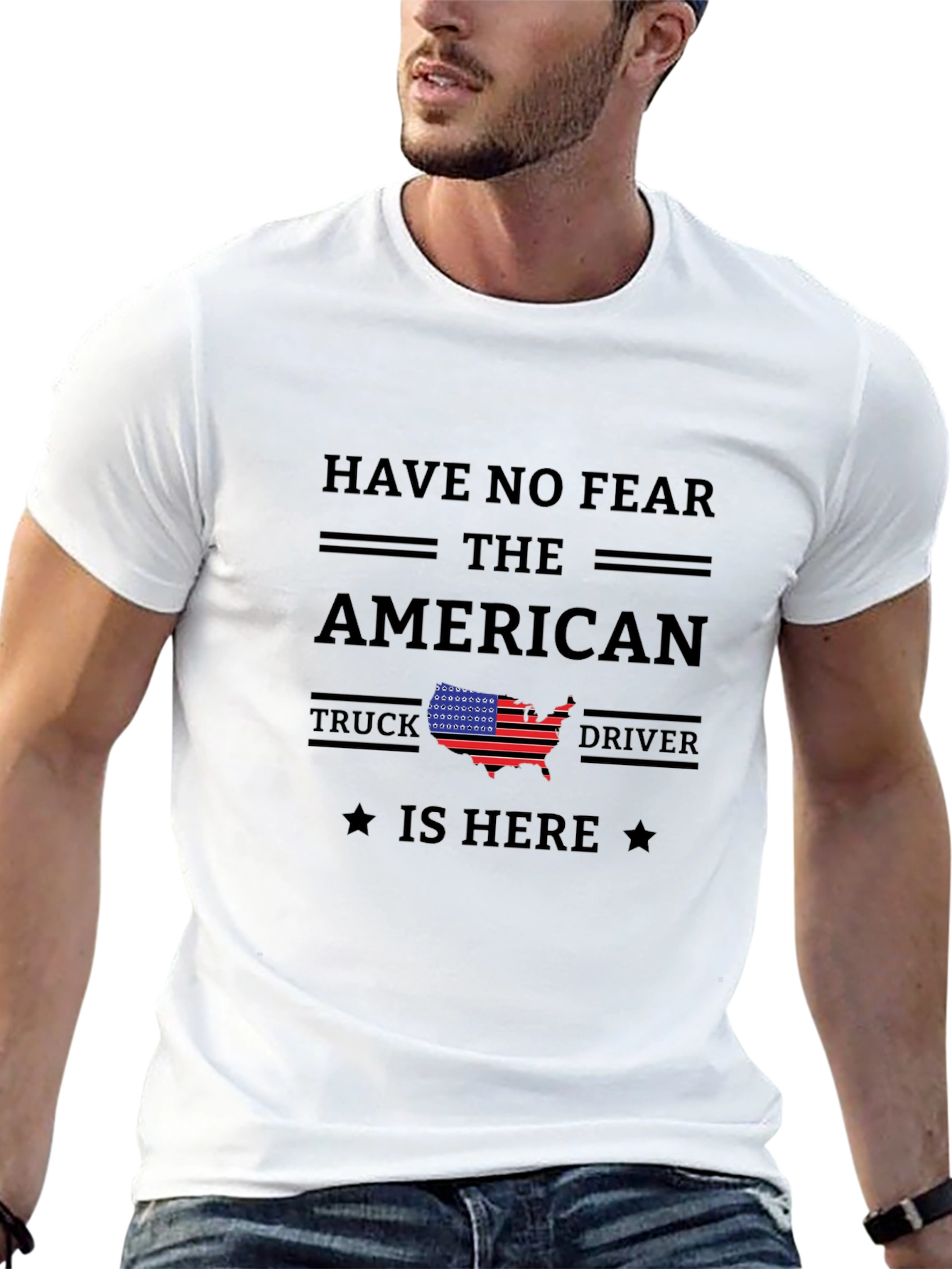 American Truck Driver Black Graphic Tee