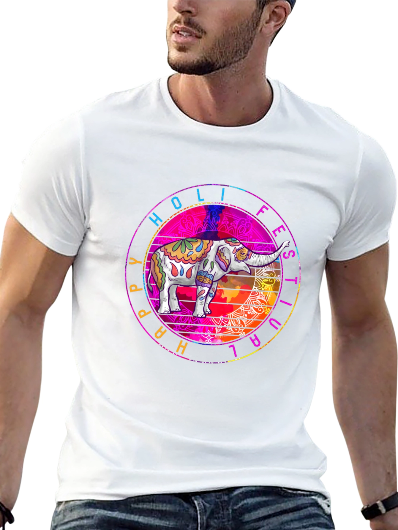 Holi Festival Elephant Graphic Tee