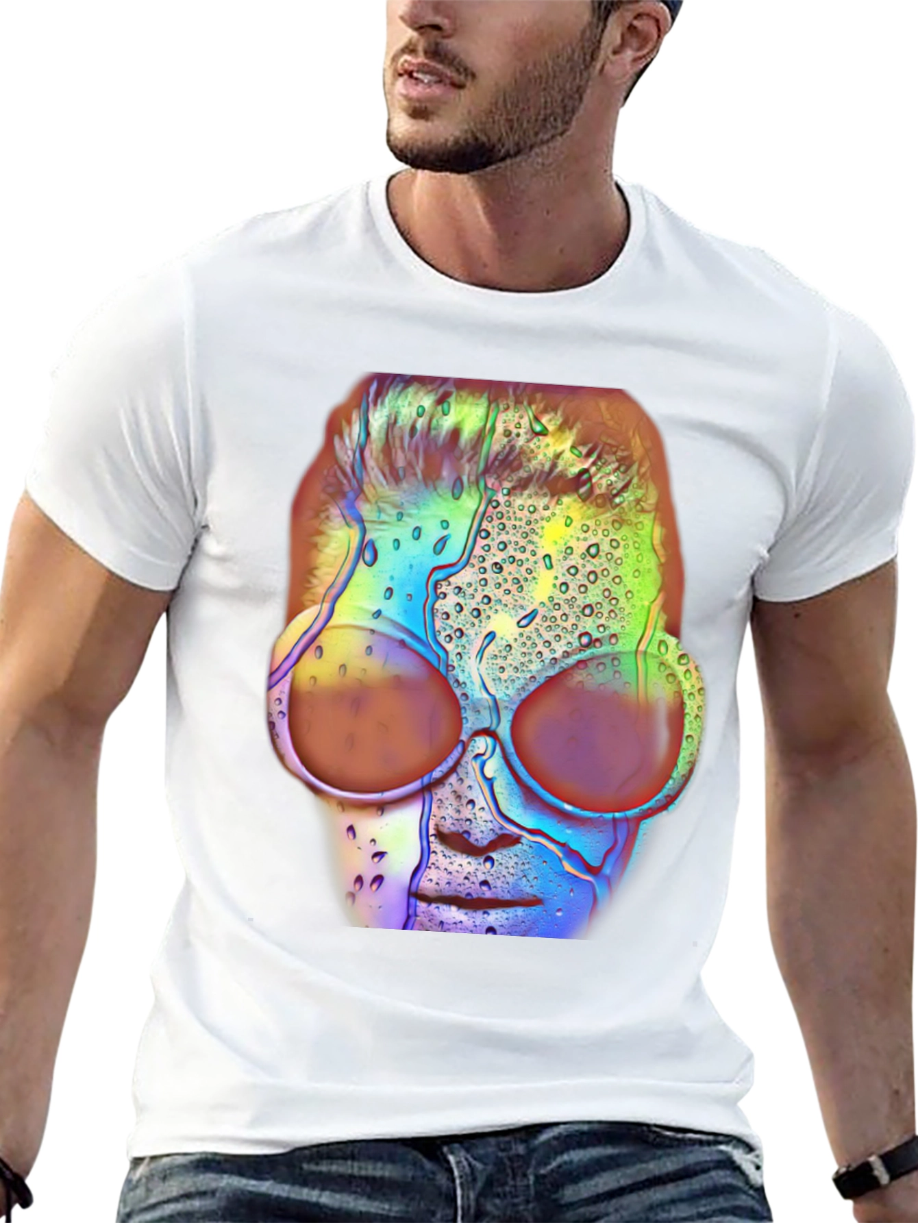 Abstract Face Graphic Tee - Black
