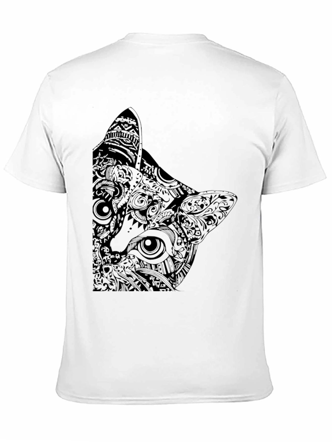 Abstract Cat Graphic Black T-Shirt