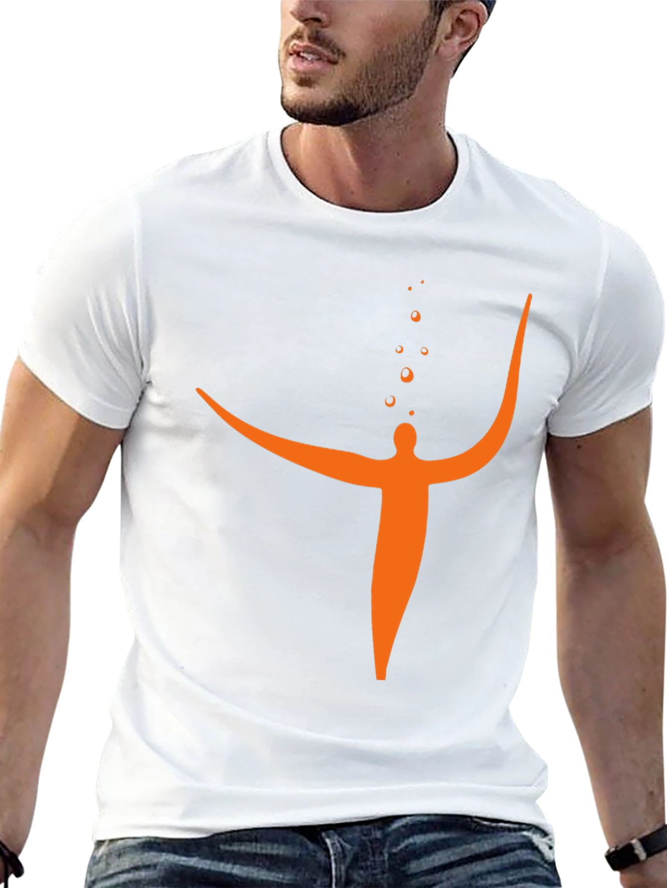 Abstract Orange Figure Black T-Shirt