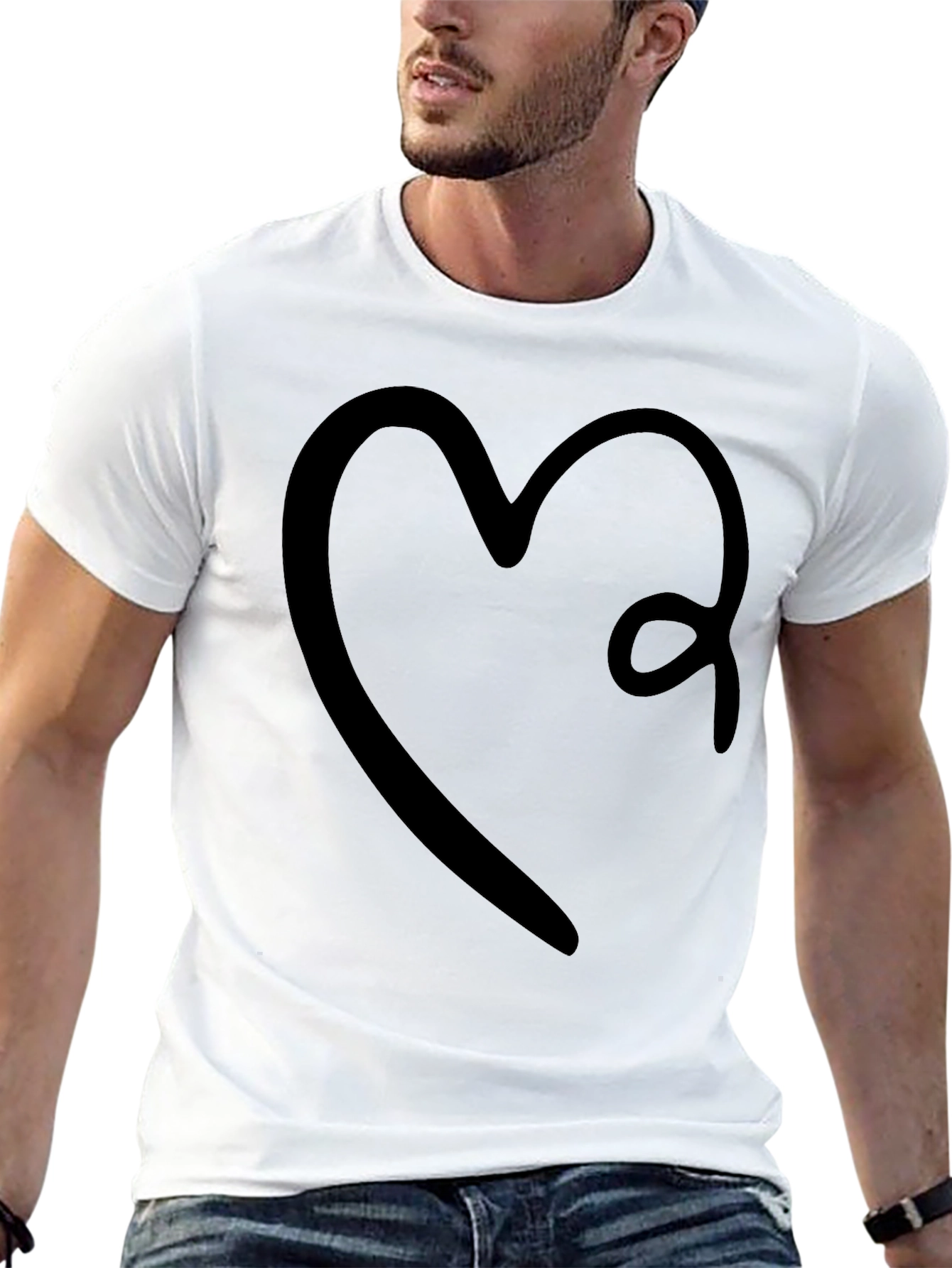 Heart Graphic Tee - Stylish Black Cotton Shirt