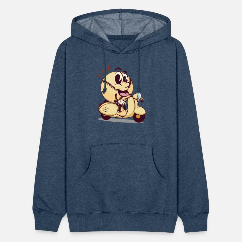 baseball cartoon riding a scooter