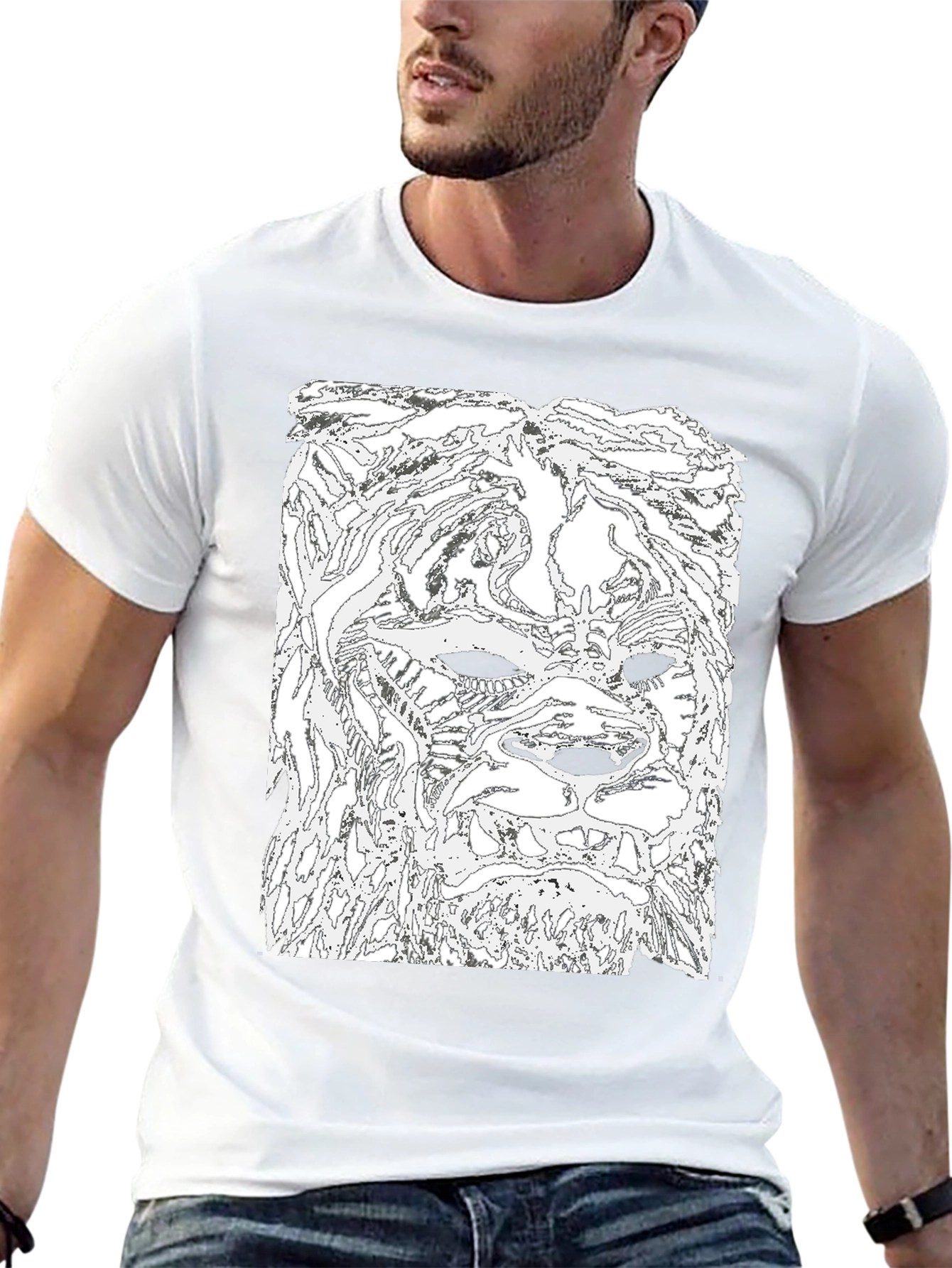 Abstract Lion Head Black T-Shirt
