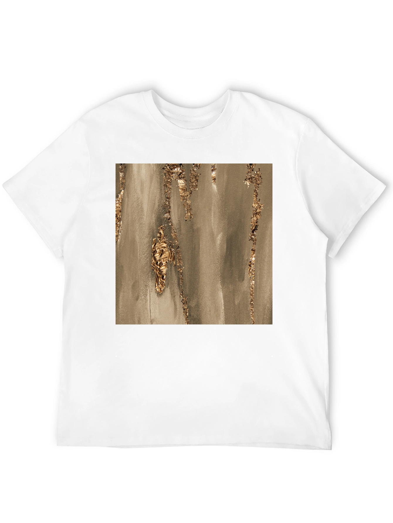 Abstract Gold Foil Art Print Black T-Shirt