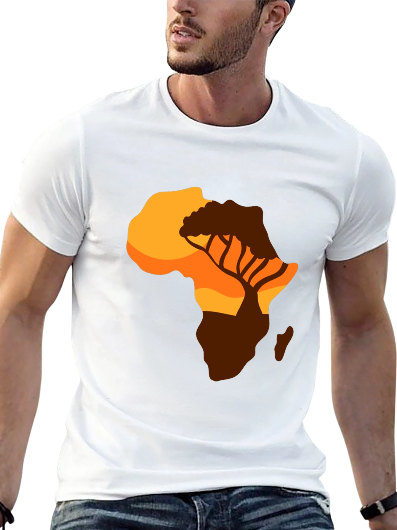 African Sunset Graphic Tee - Black Cotton T-Shirt