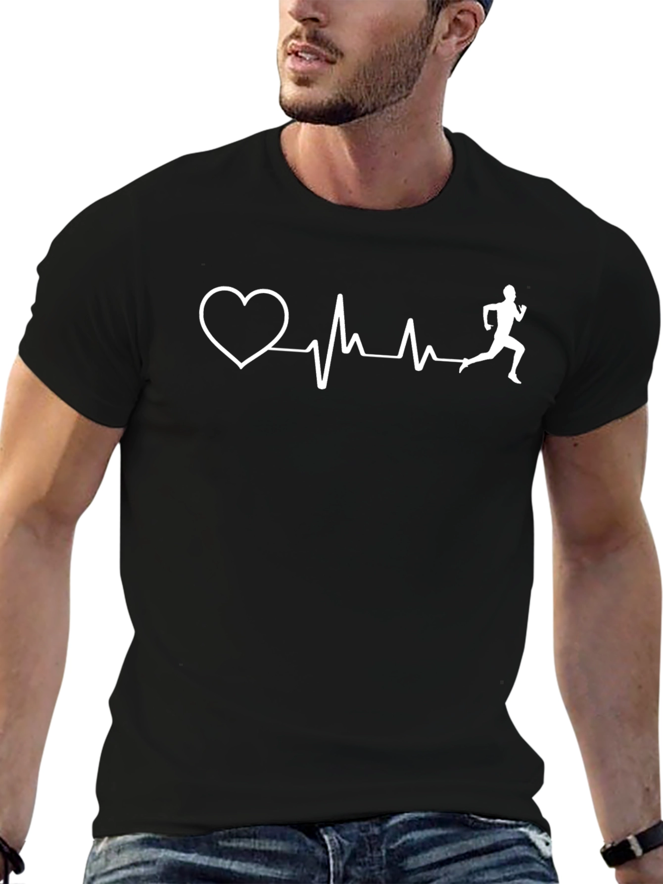 Heartbeat Runner Graphic Tee - Black