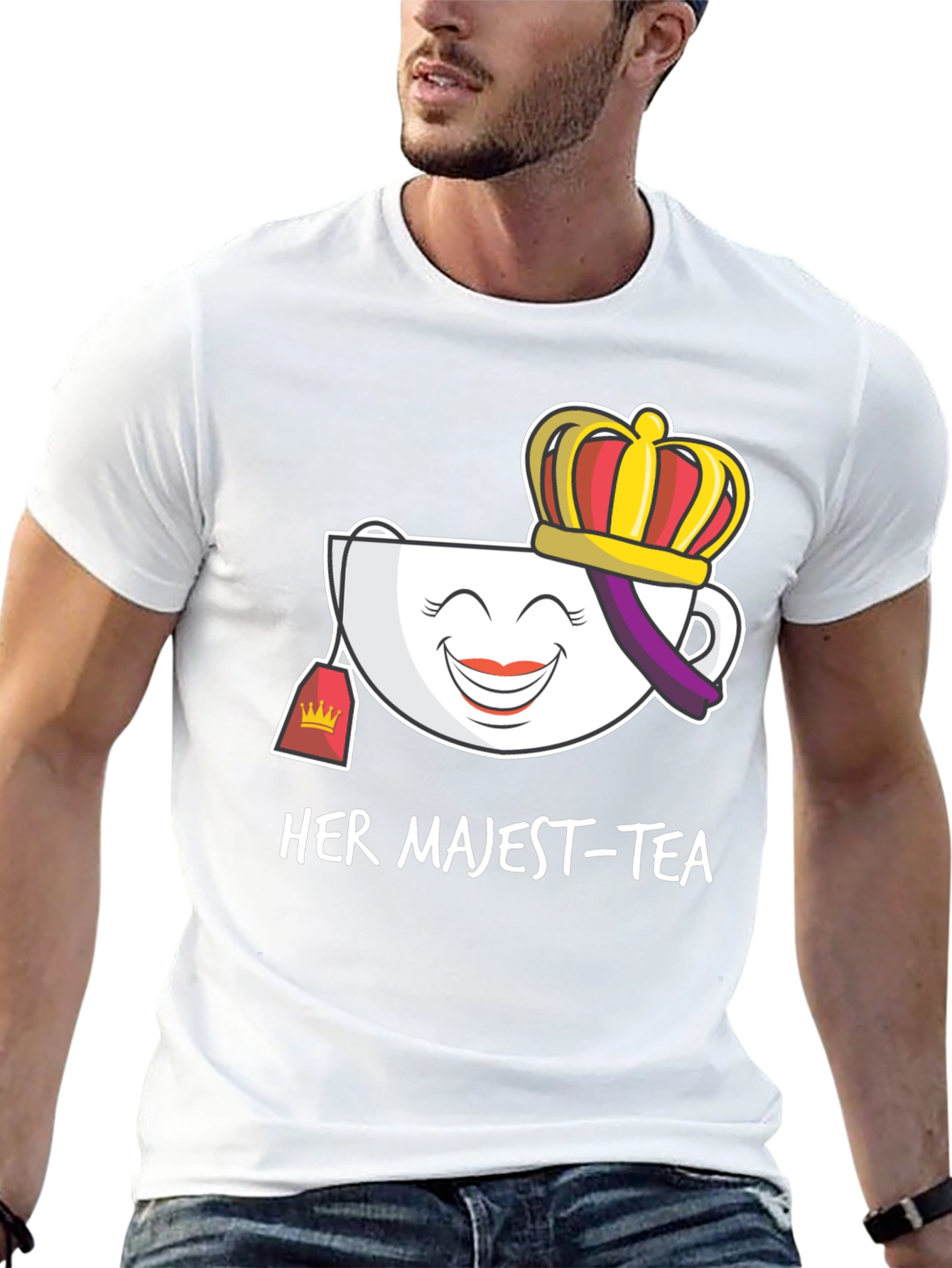 Her Majest-Tea T-Shirt - Novelty Graphic Tee