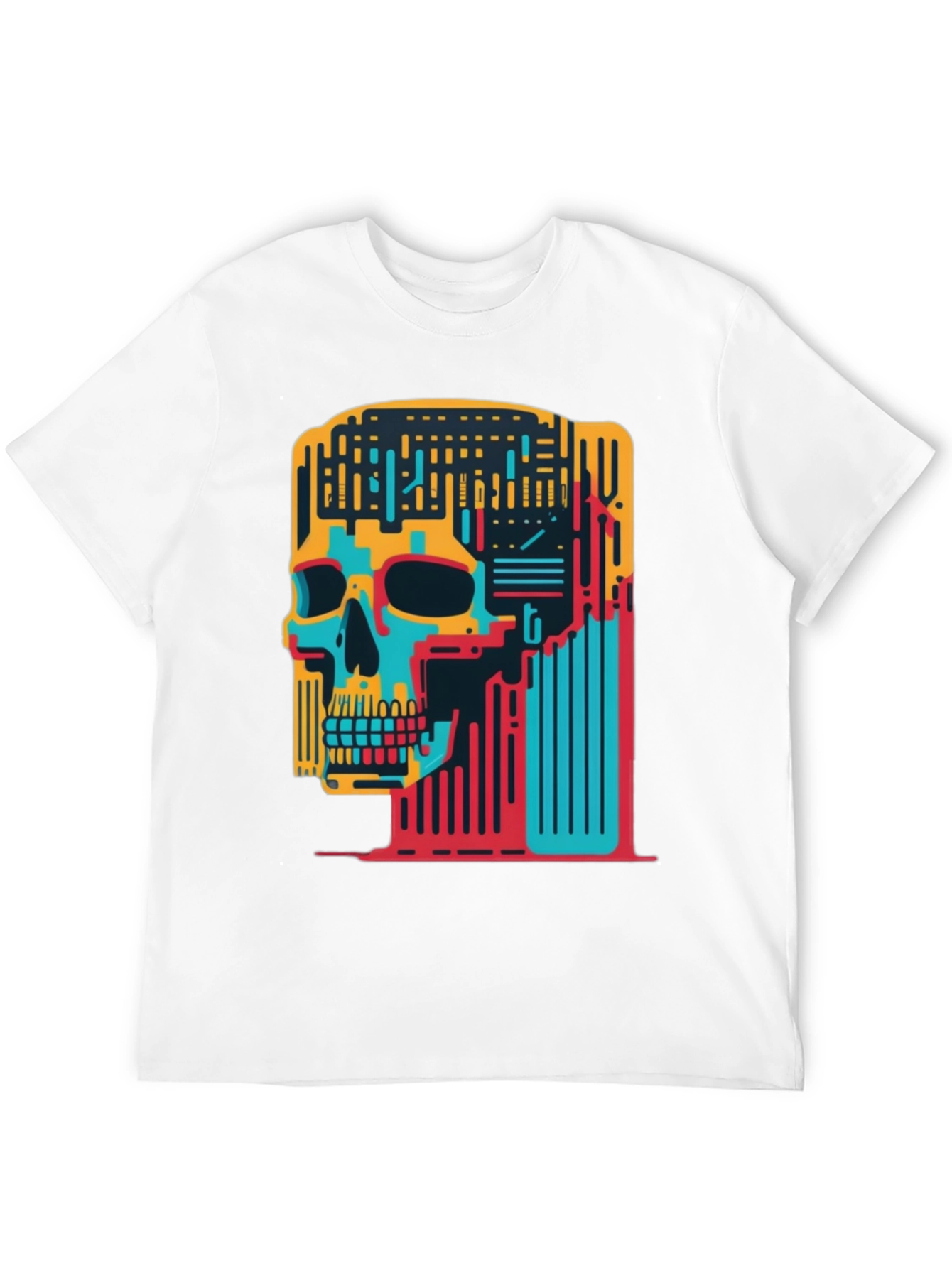 Abstract Skull Graphic Tee - Black