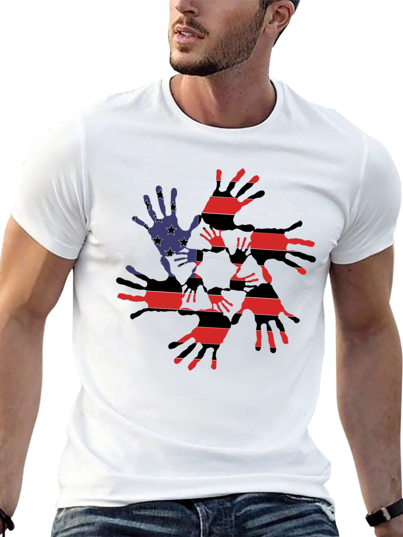 American Flag Handprint Graphic Tee