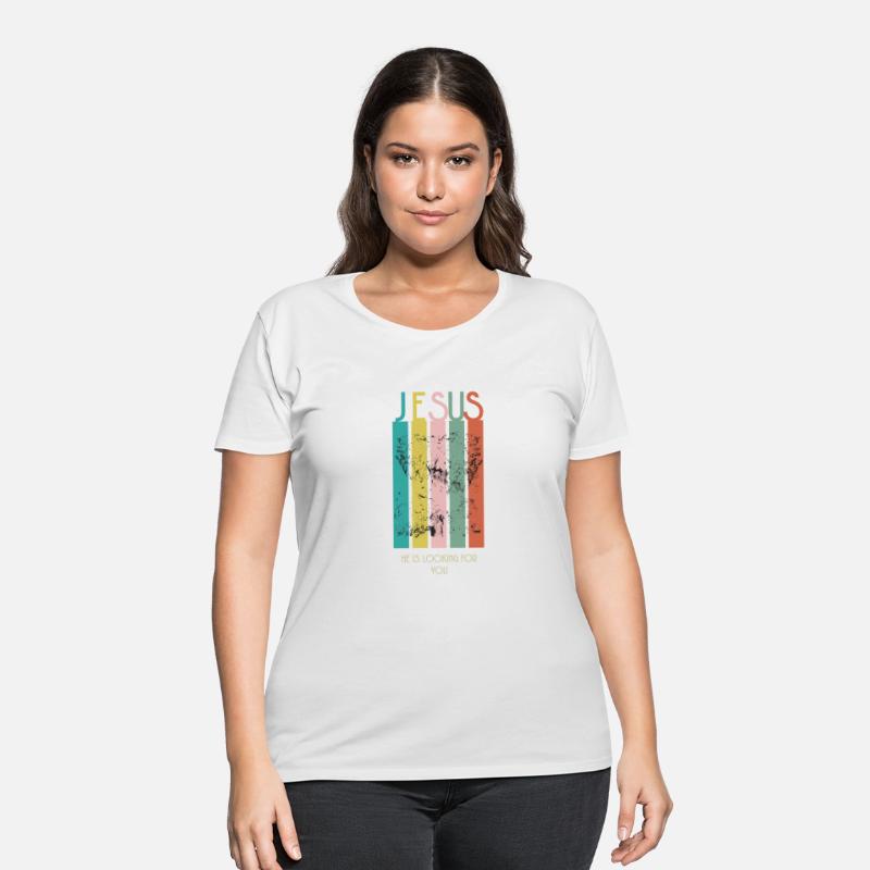 Jesus - He Is Looking For You Colorful Stripes Tee